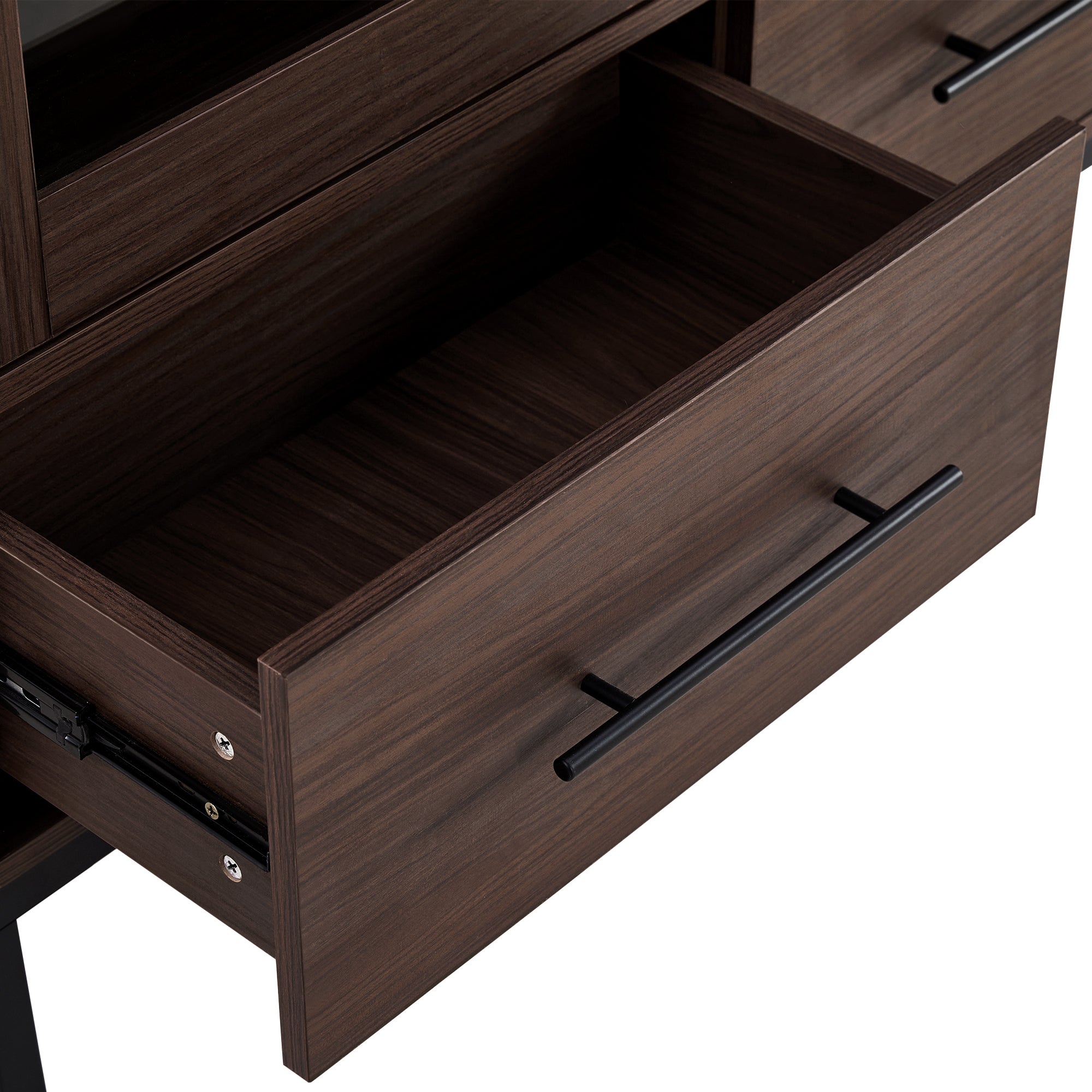 Wide Farmhouse Storage Cabinet with 4-Tier Adjustable Glass Shelves