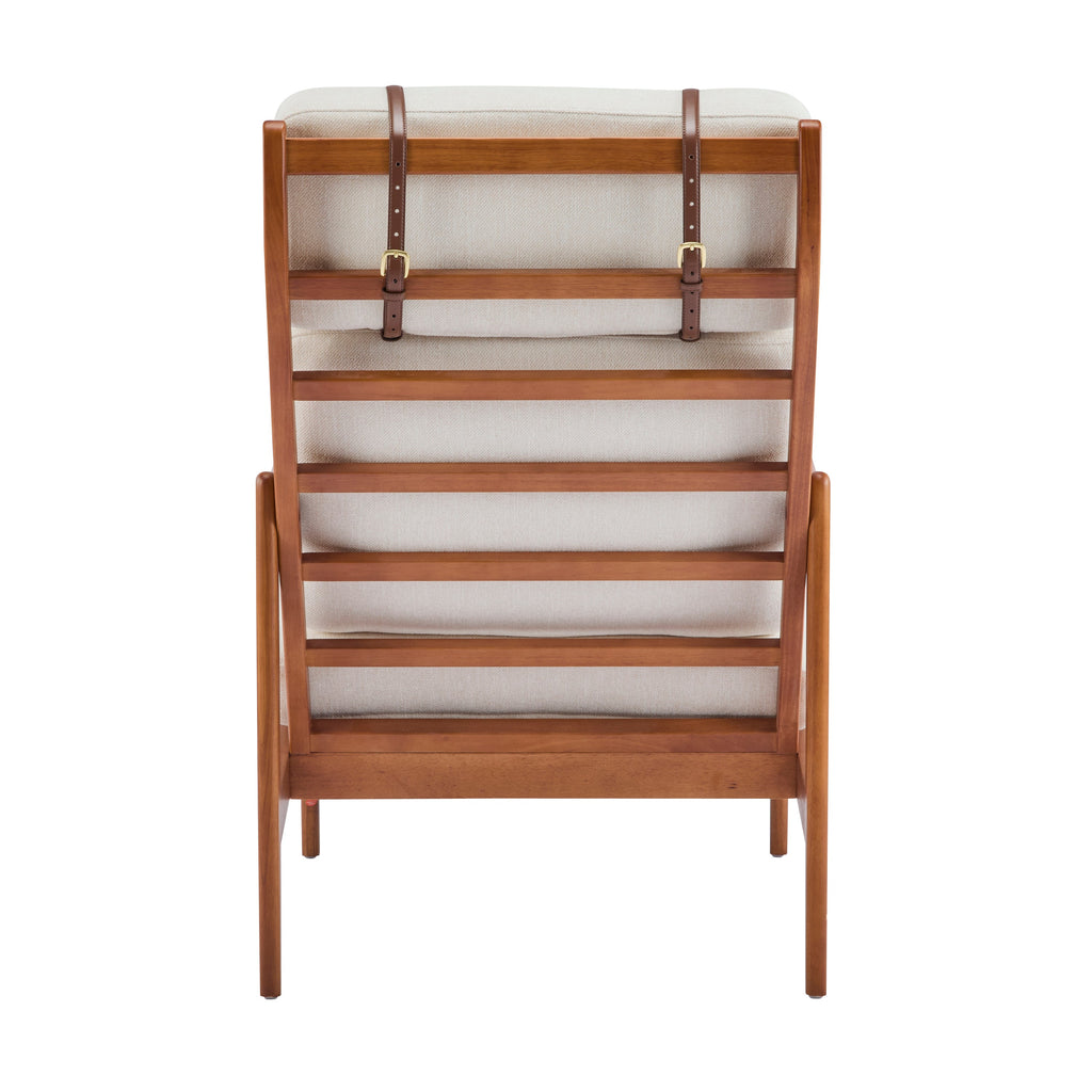 Birchmere Mid Century Modern Accent Armchair, Solid Wood Frame with High Back & Upholstered Cushions