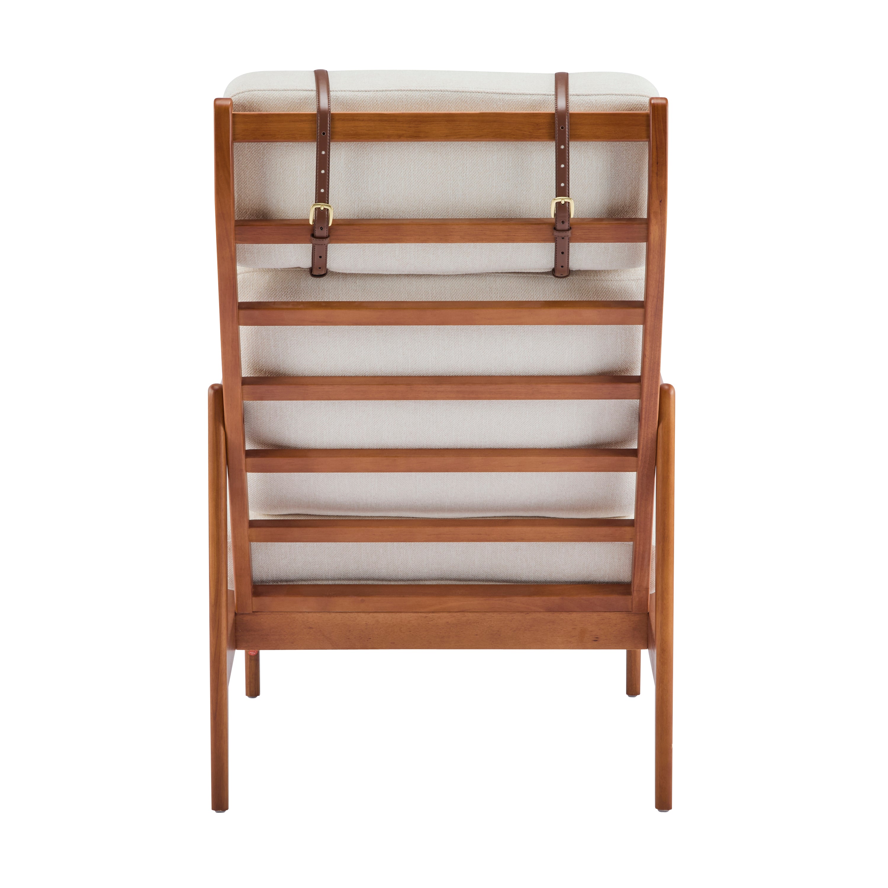 Birchmere Mid Century Modern Accent Armchair, Solid Wood Frame with High Back & Upholstered Cushions