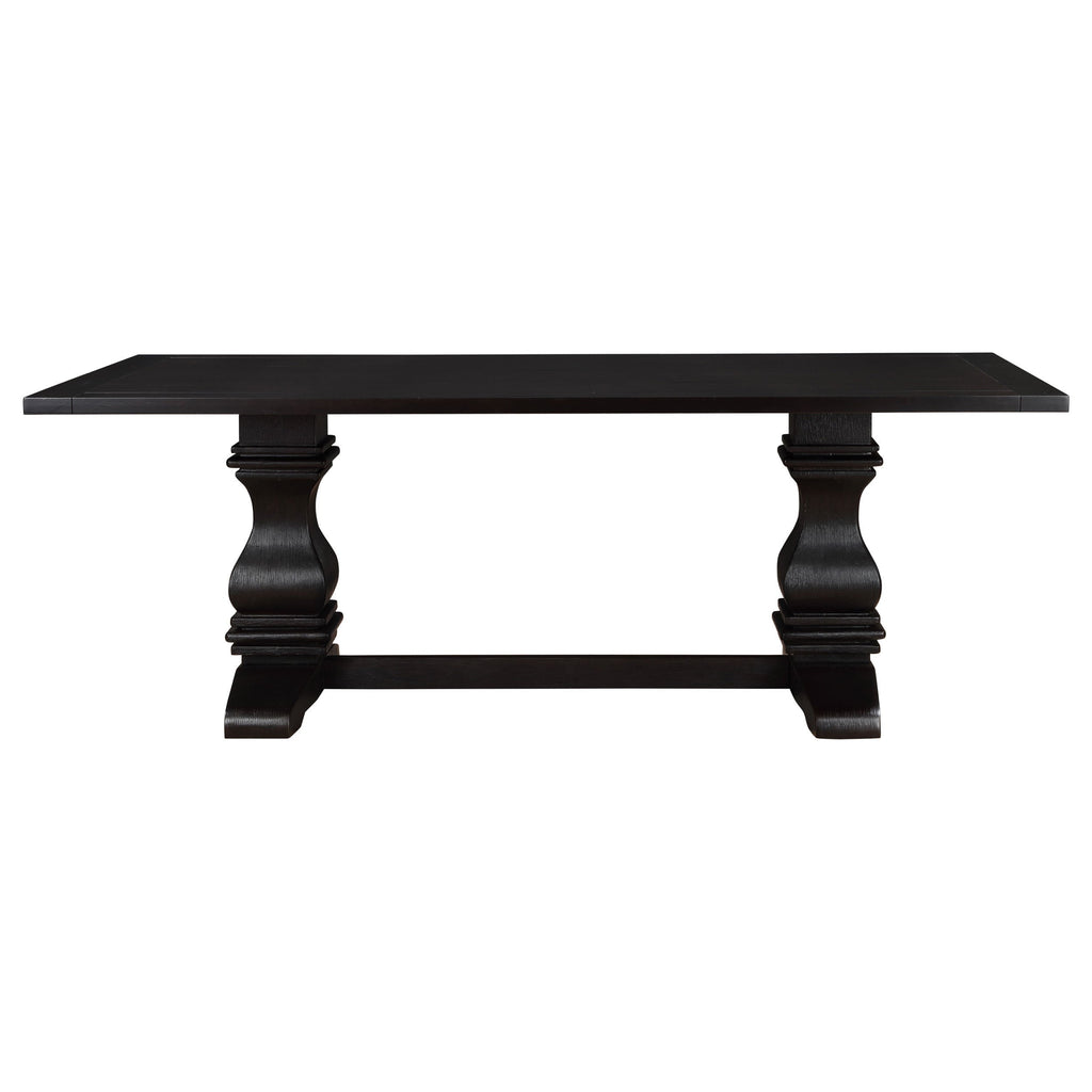 Villeneuve Rustic Espresso Rectangular Double Pedestal Dining Table