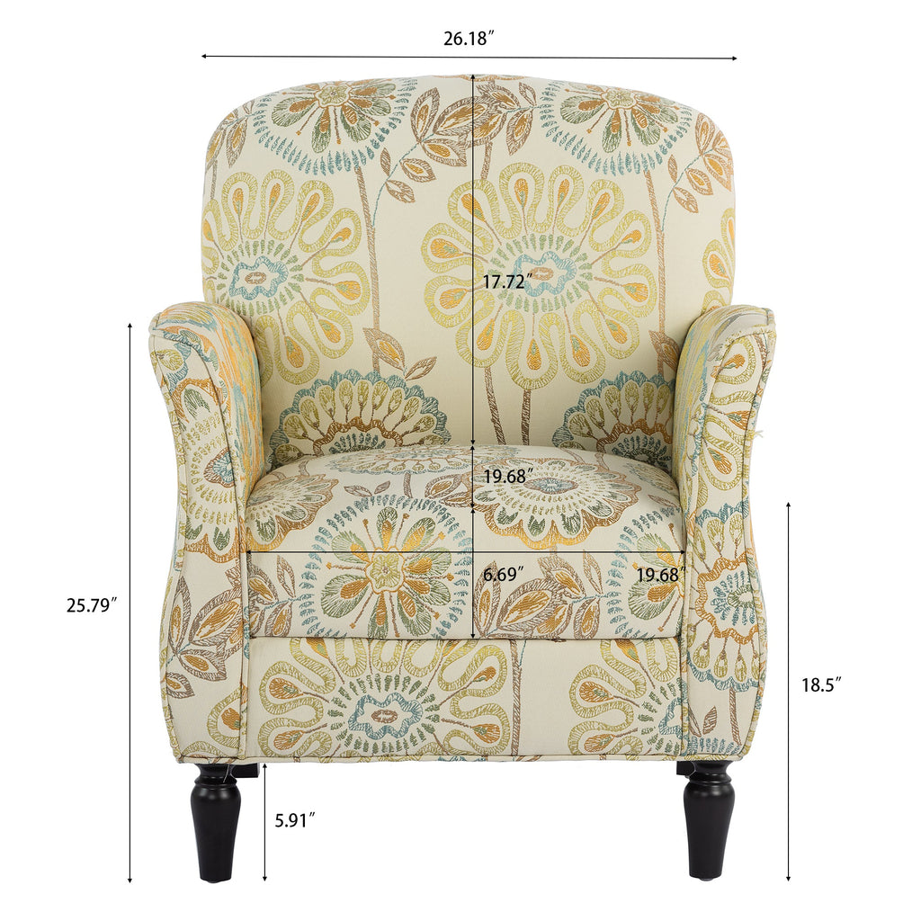 Golden Floral Accent Arm Chair