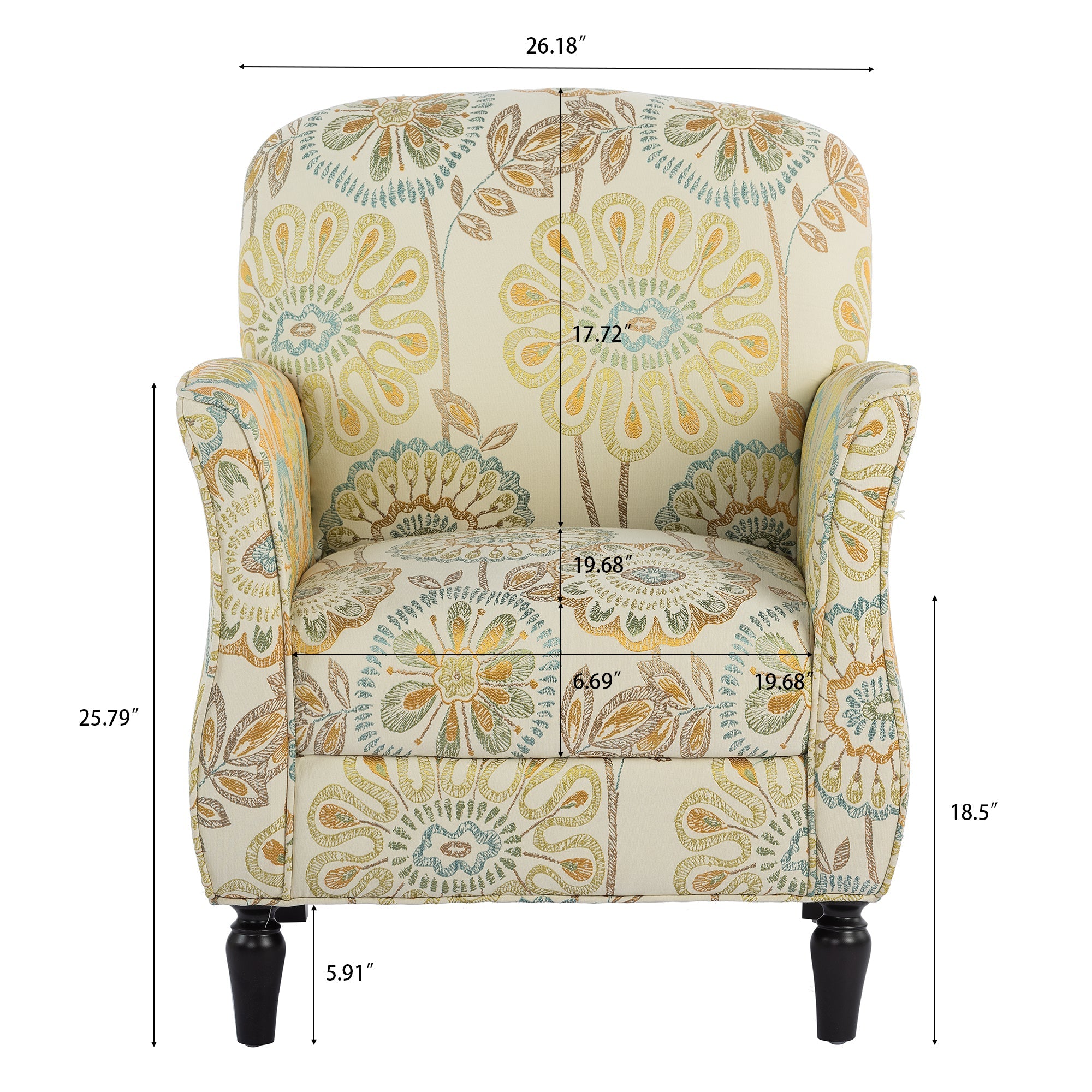 Golden Floral Accent Arm Chair