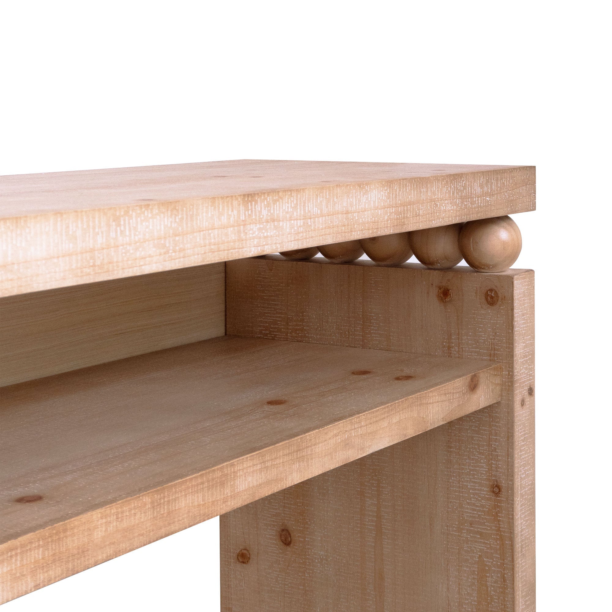 Modern Rustic Console Table with Shelf & Decorative Bead Detail