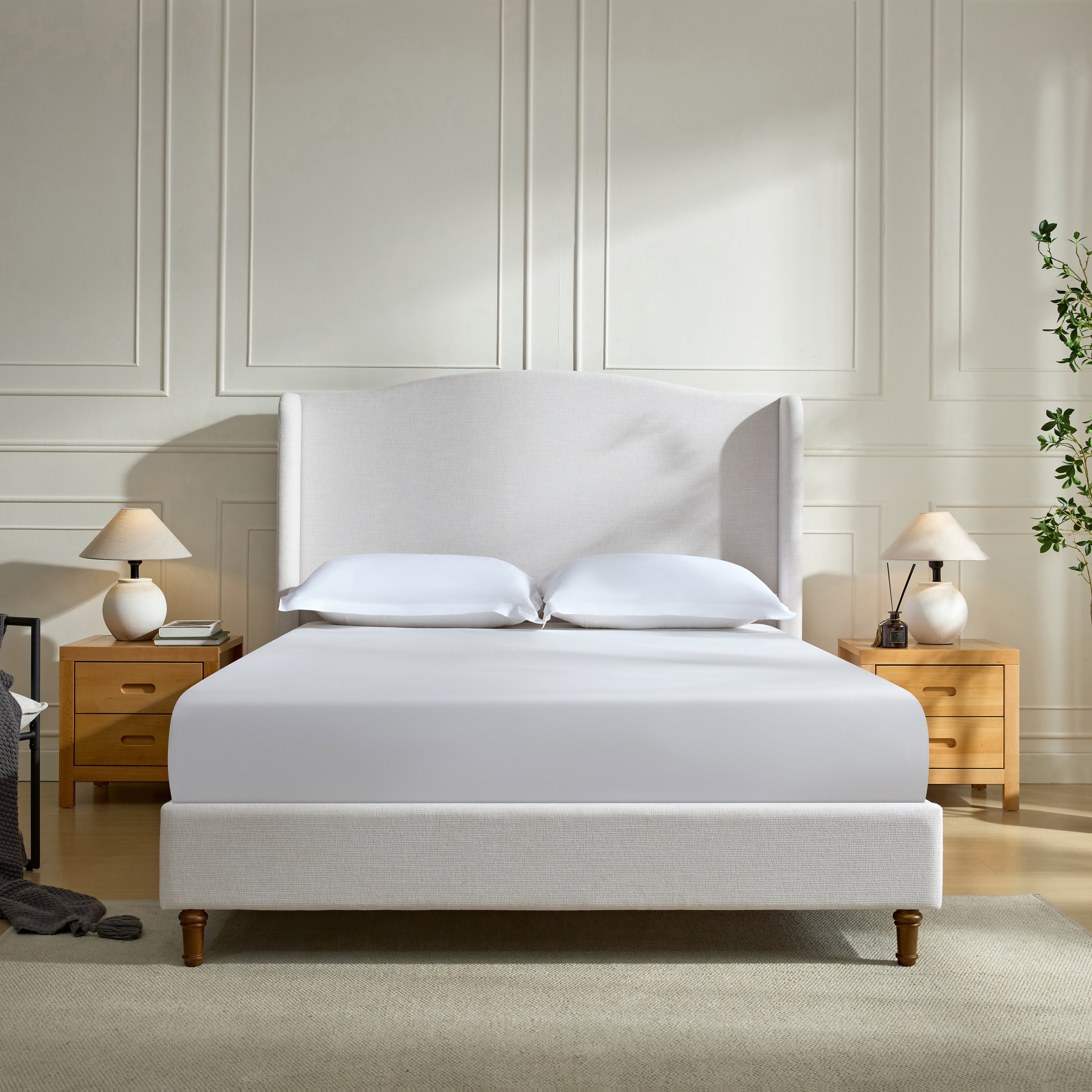 Hannah Upholstered Wingback Bed