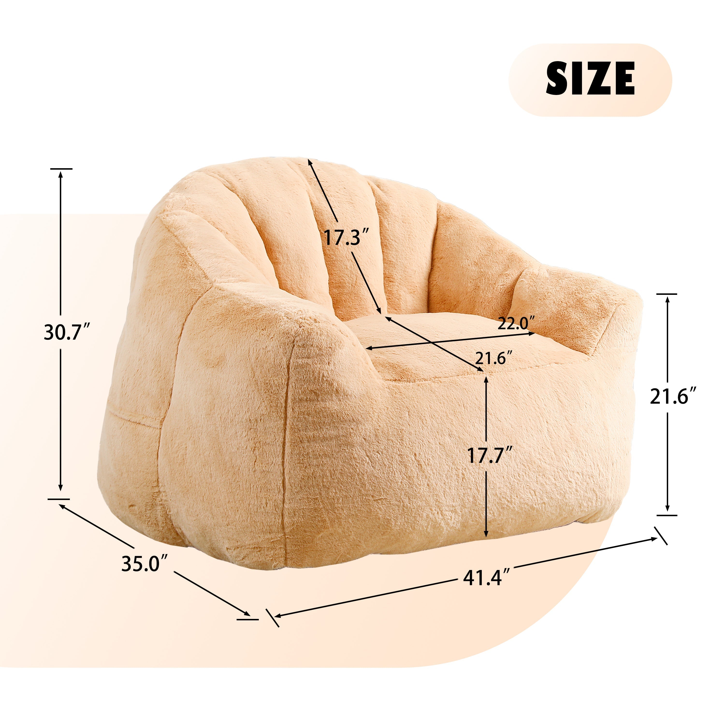 Beanbag Sofa Chair with Armrests Stuffed with High-Density Foam