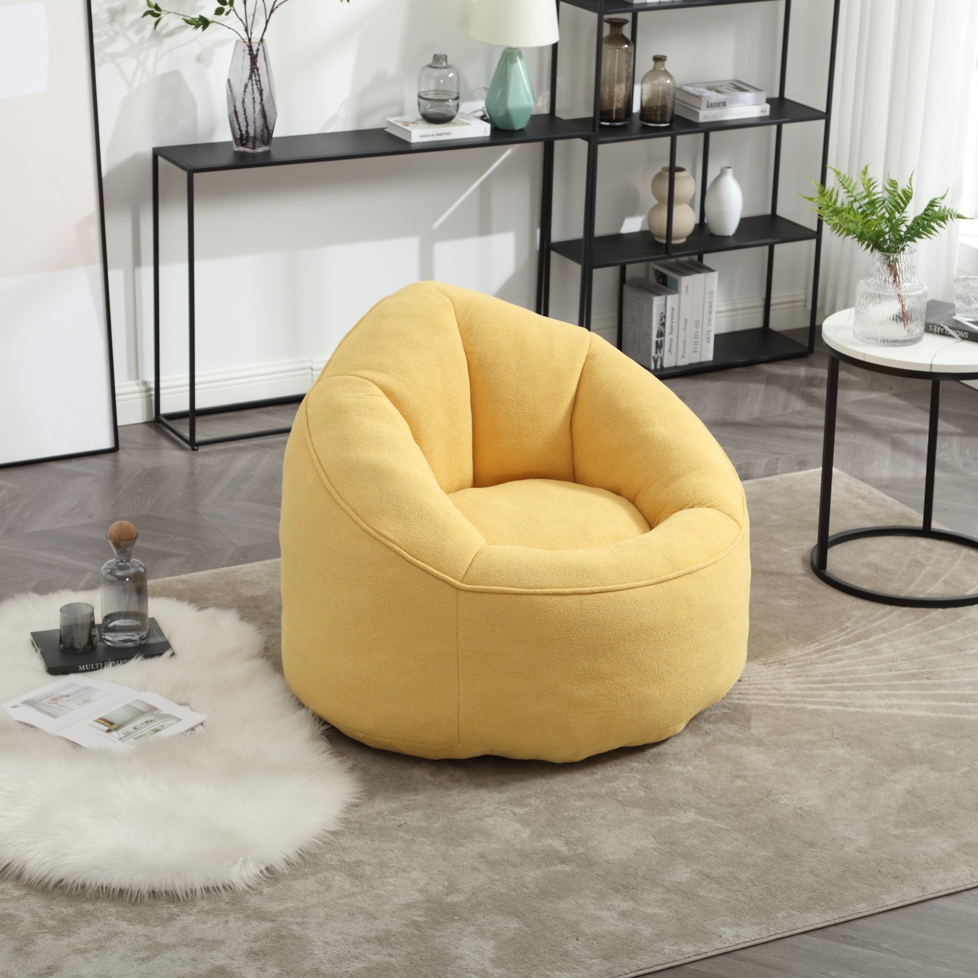Bean Bag Sofa Chair with High-Pressure Foam and Footrest
