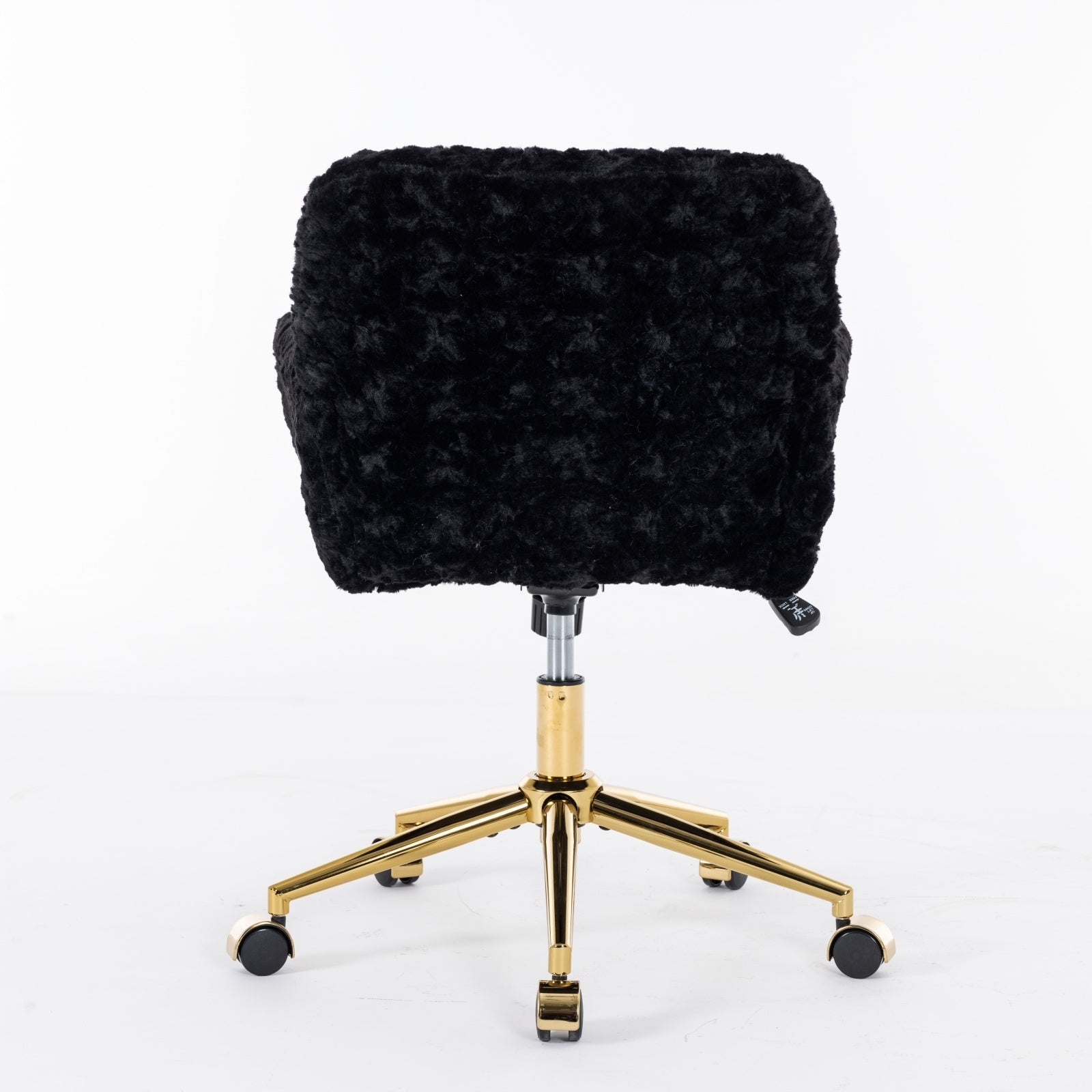 Faux Rabbit Hair Office Chair with Golden Metal Base, Adjustable Swivel