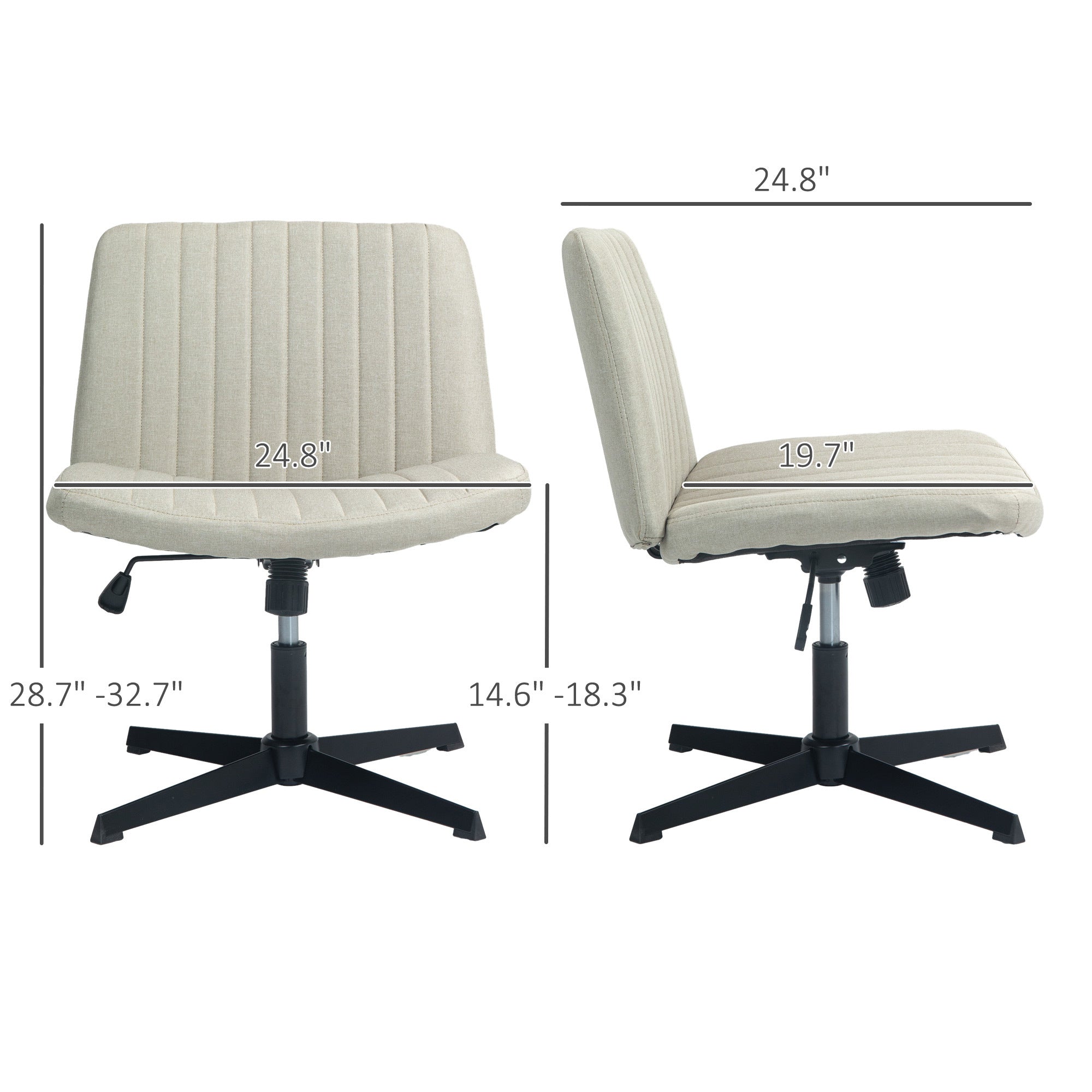 Wide Armless Office Desk Chair with Adjustable Height