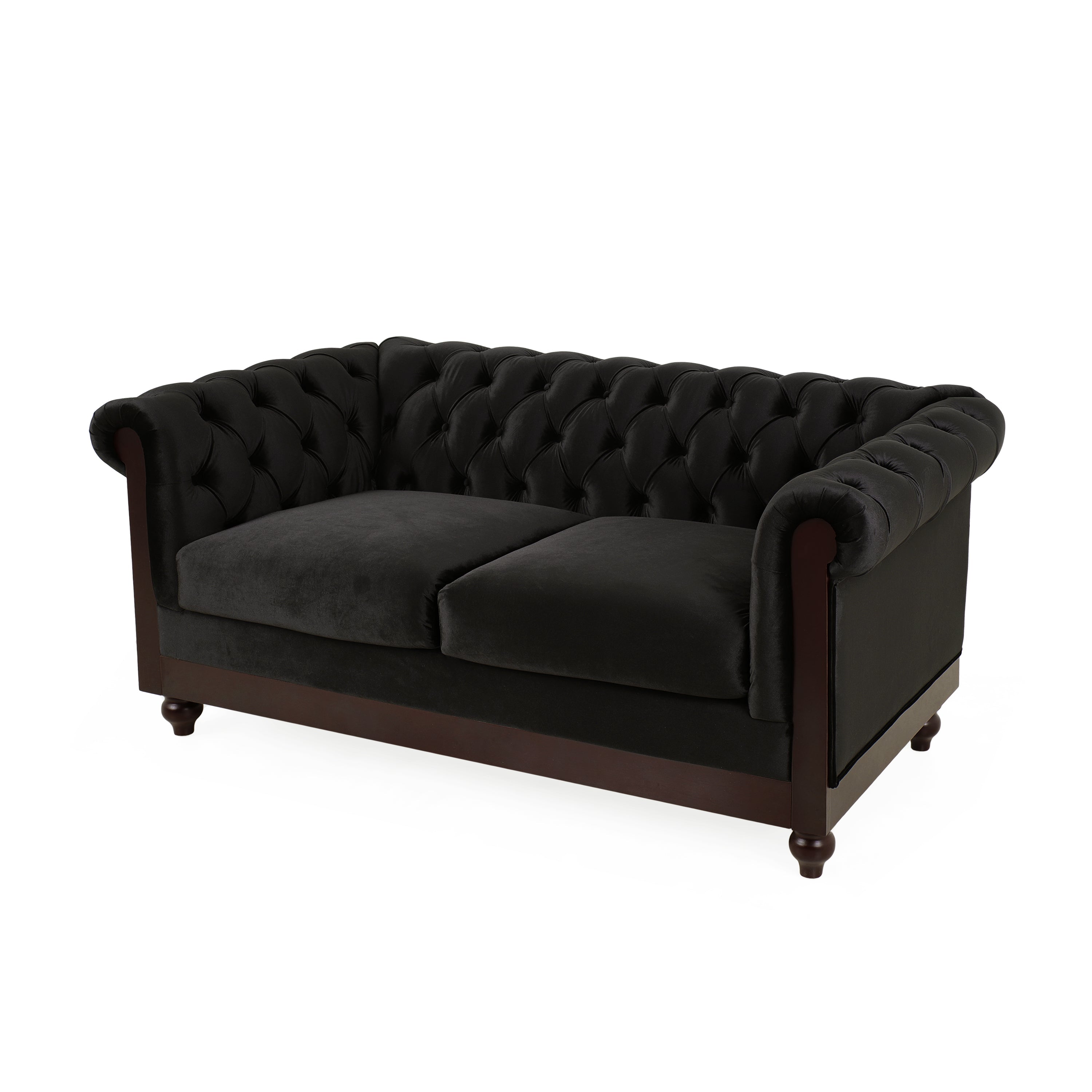 Velvet Rolled Arm Chesterfield Loveseat