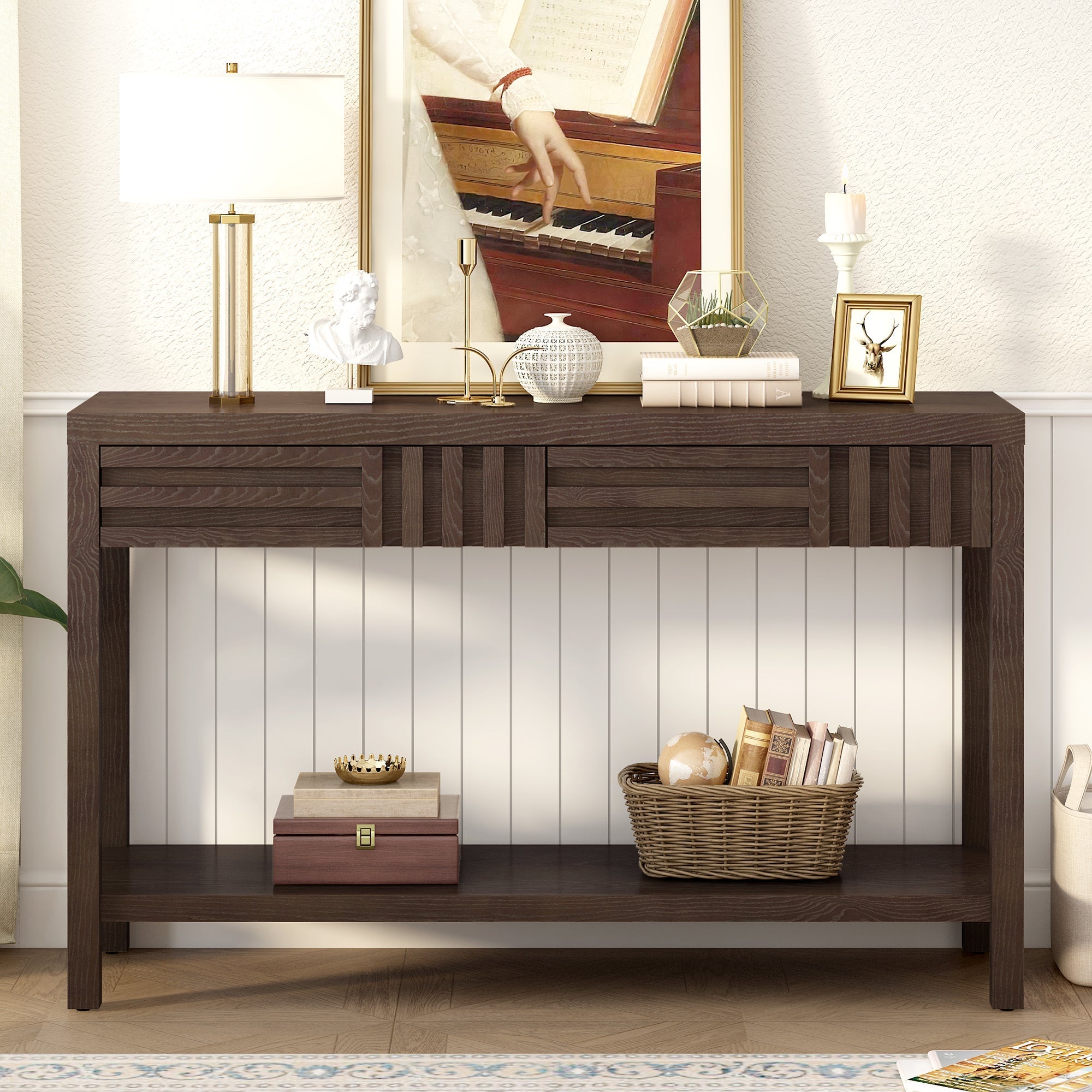 Geometric Drawer Entryway Console Table