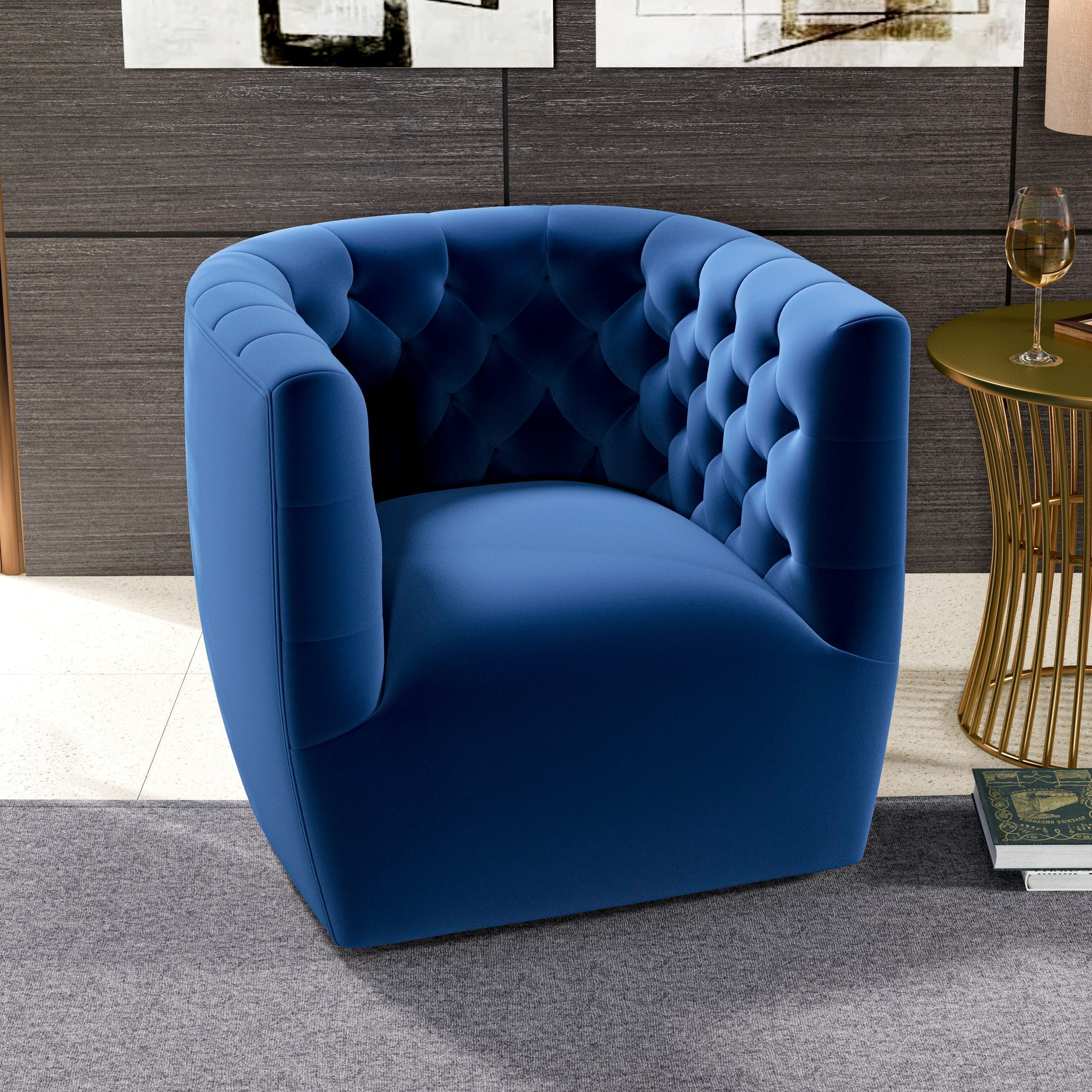Delaney Velvet Swivel Club Chair