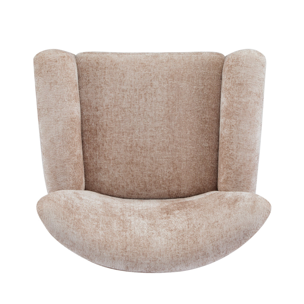 Cozy Wingback Accent Chair with Round Wood Feet