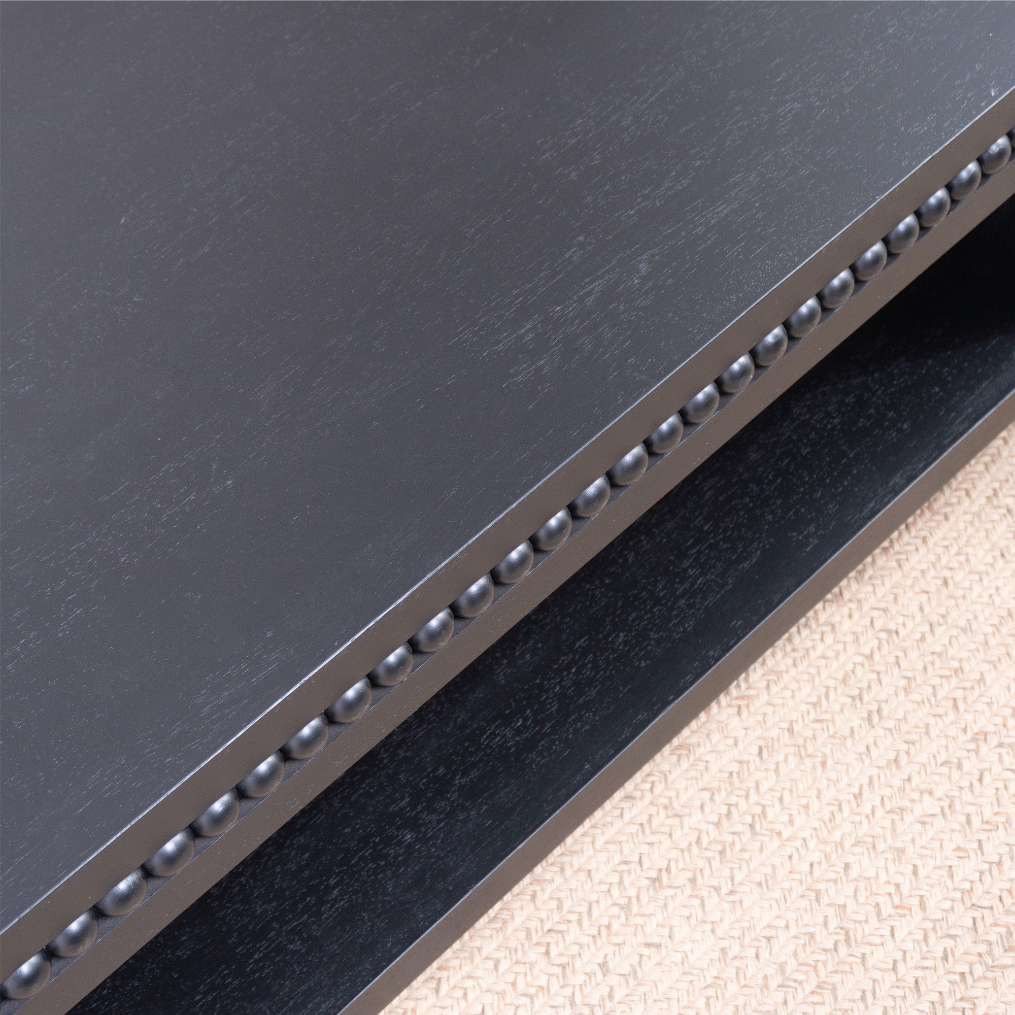 Modern Wood Coffee Table with Beaded Trim