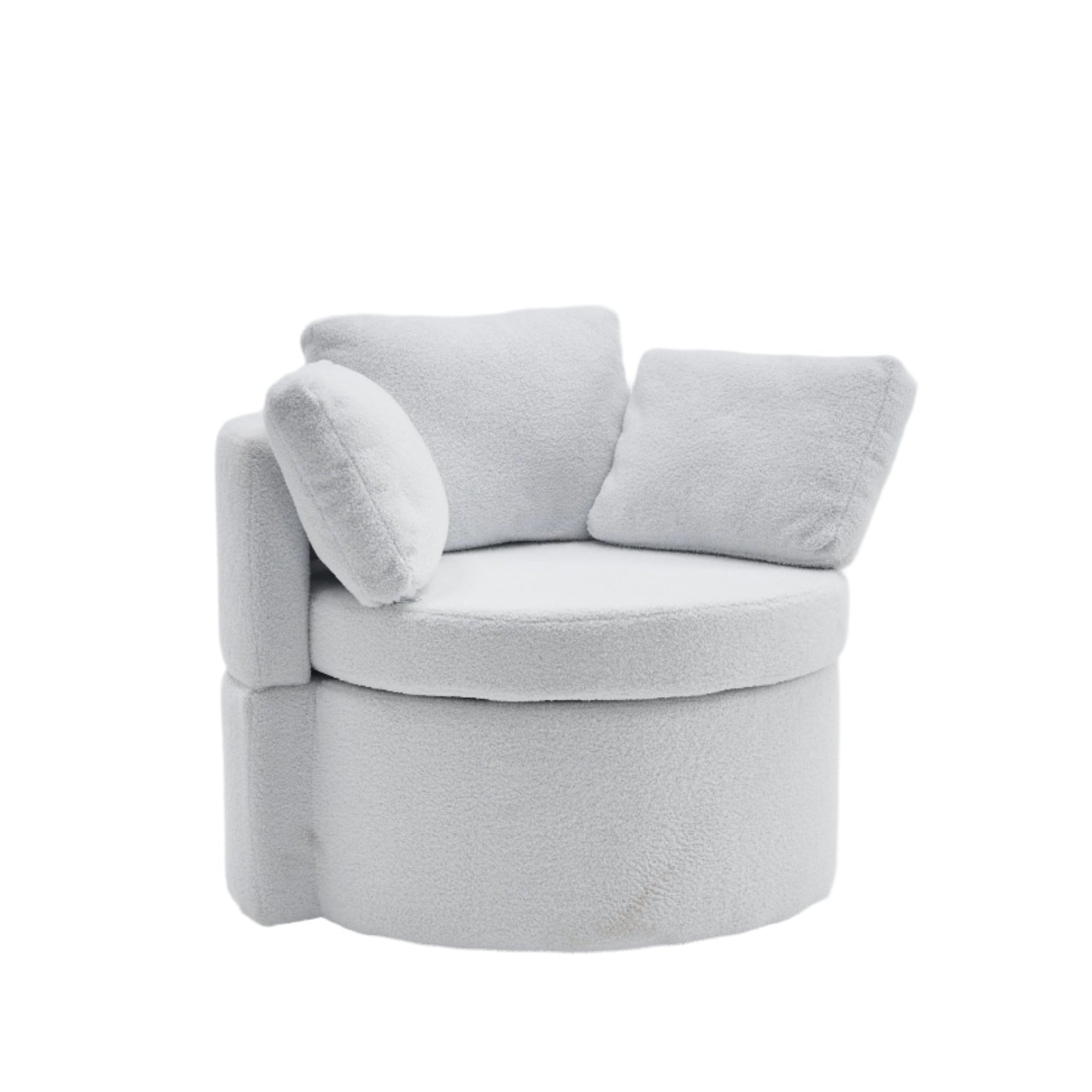Teddy Fabric Swivel And Storage Chair With Back Cushion