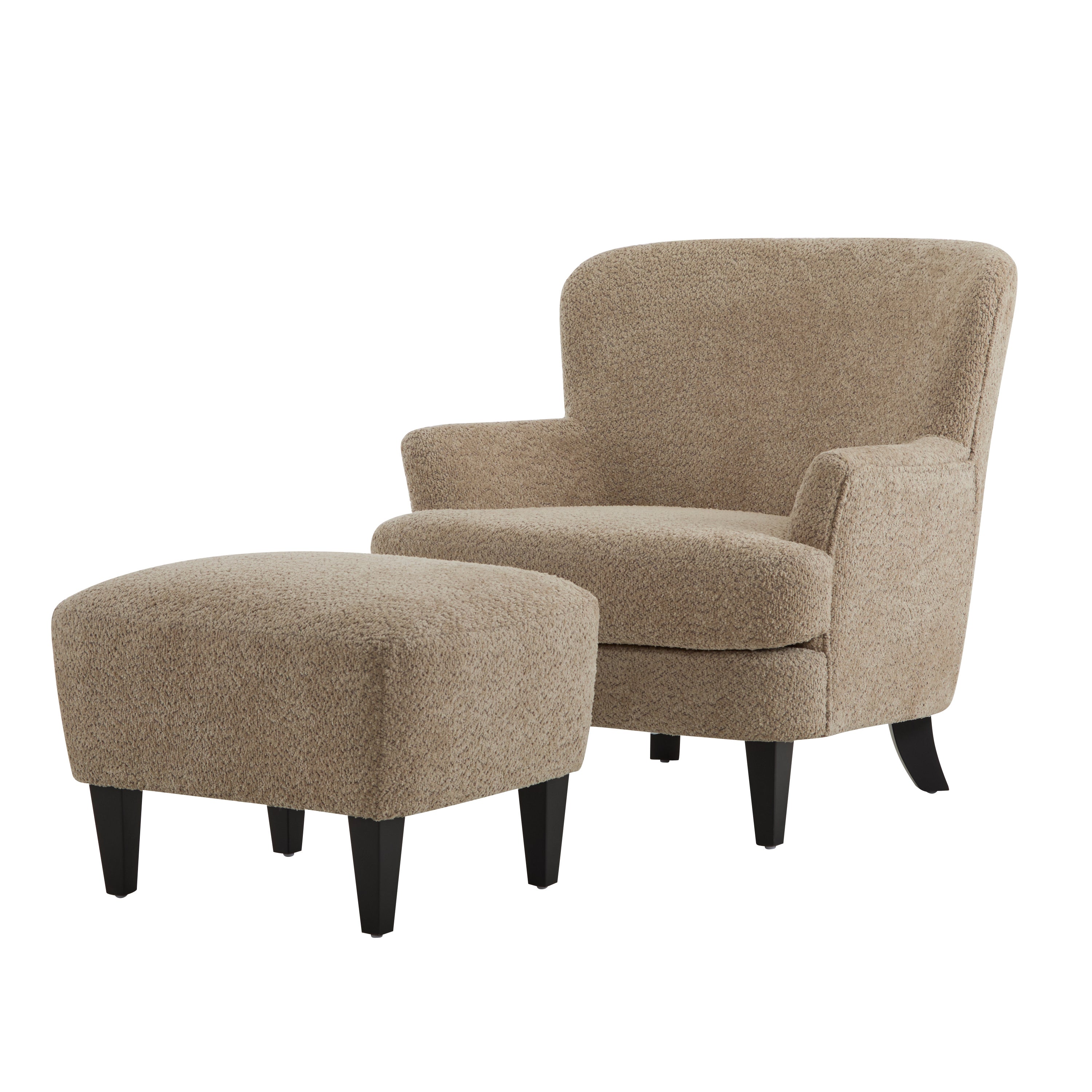 Gerald Boucle Upholstered Club Chair and Ottoman Set