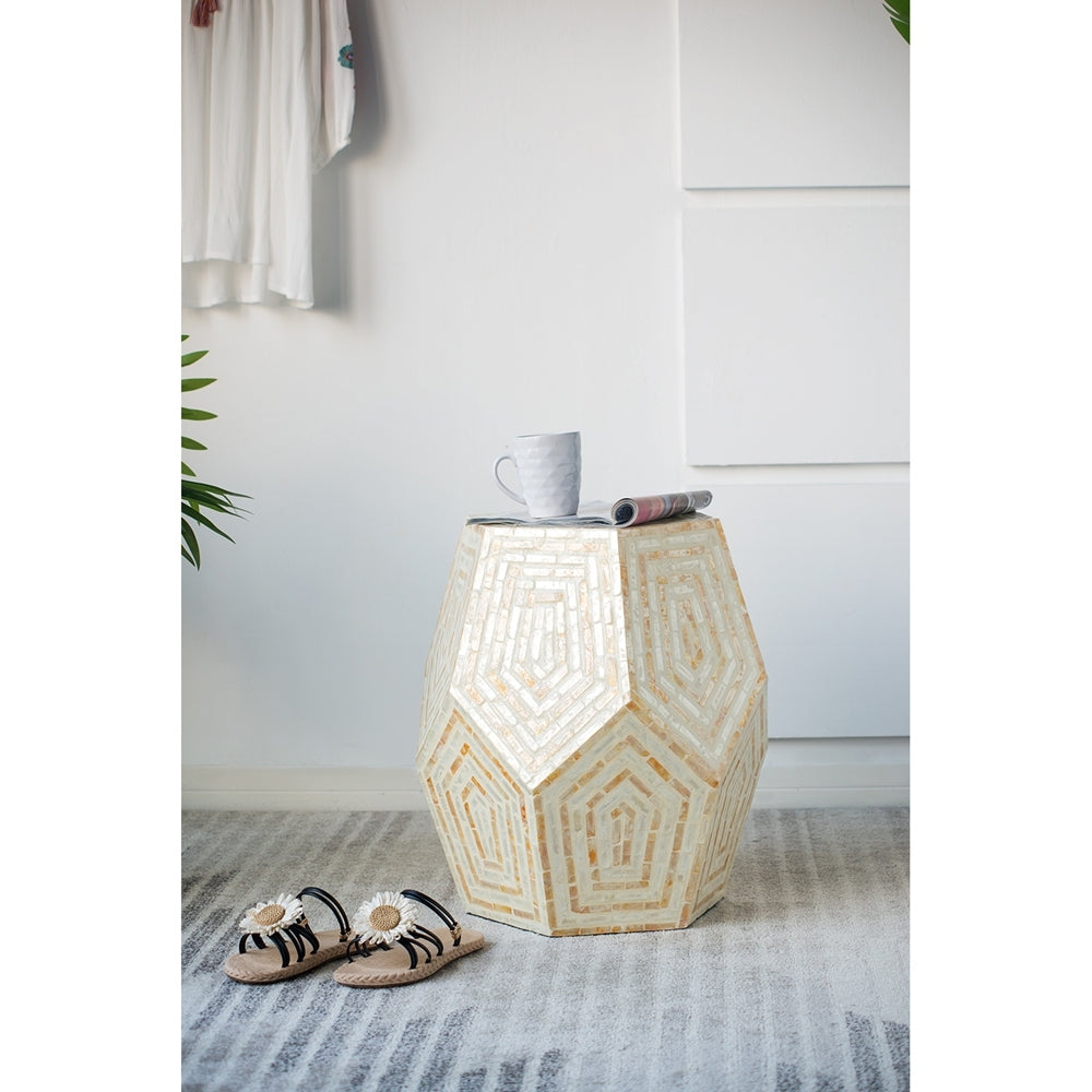 Hexagonal Capiz Side Table