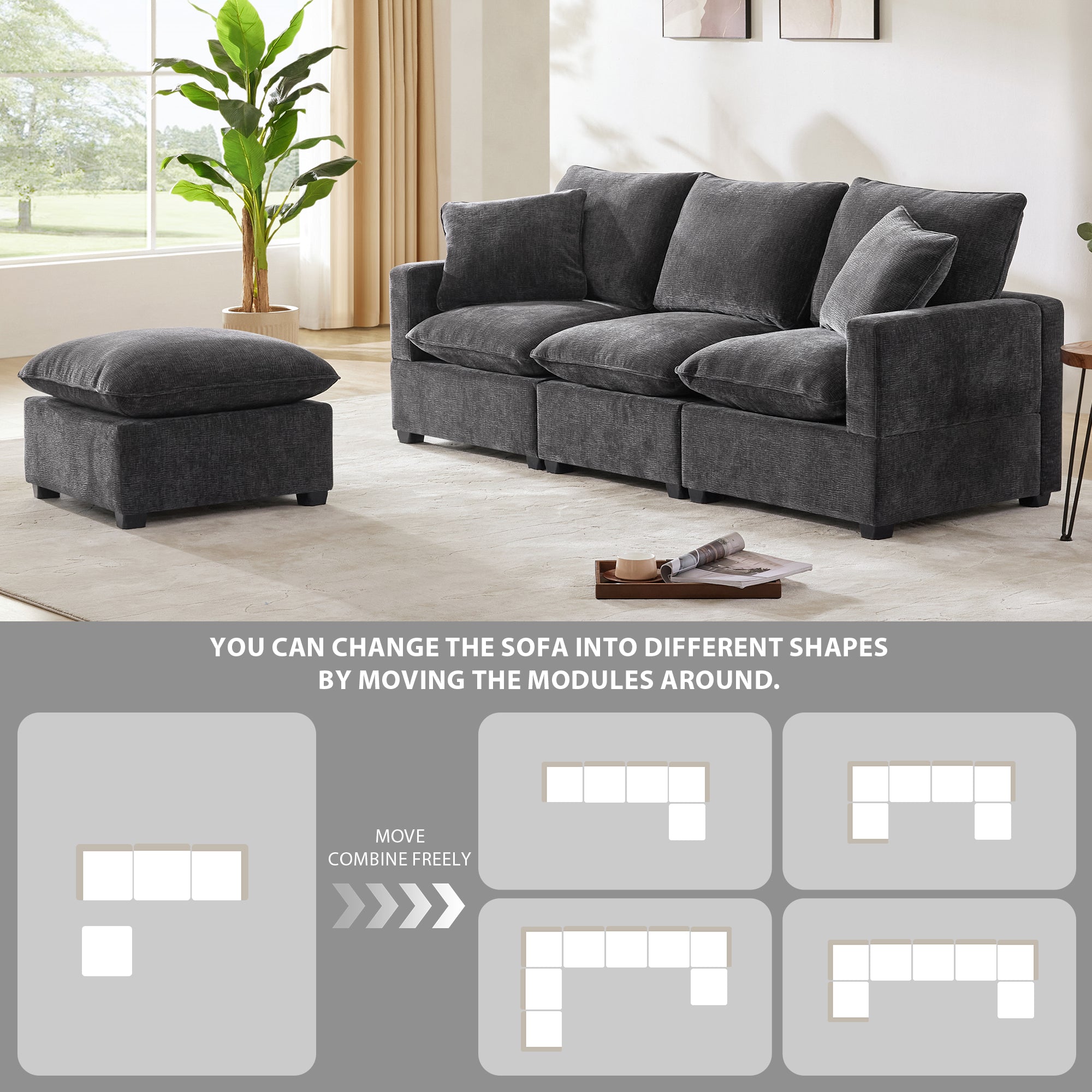 Chenille Modular L-Shape Sofa