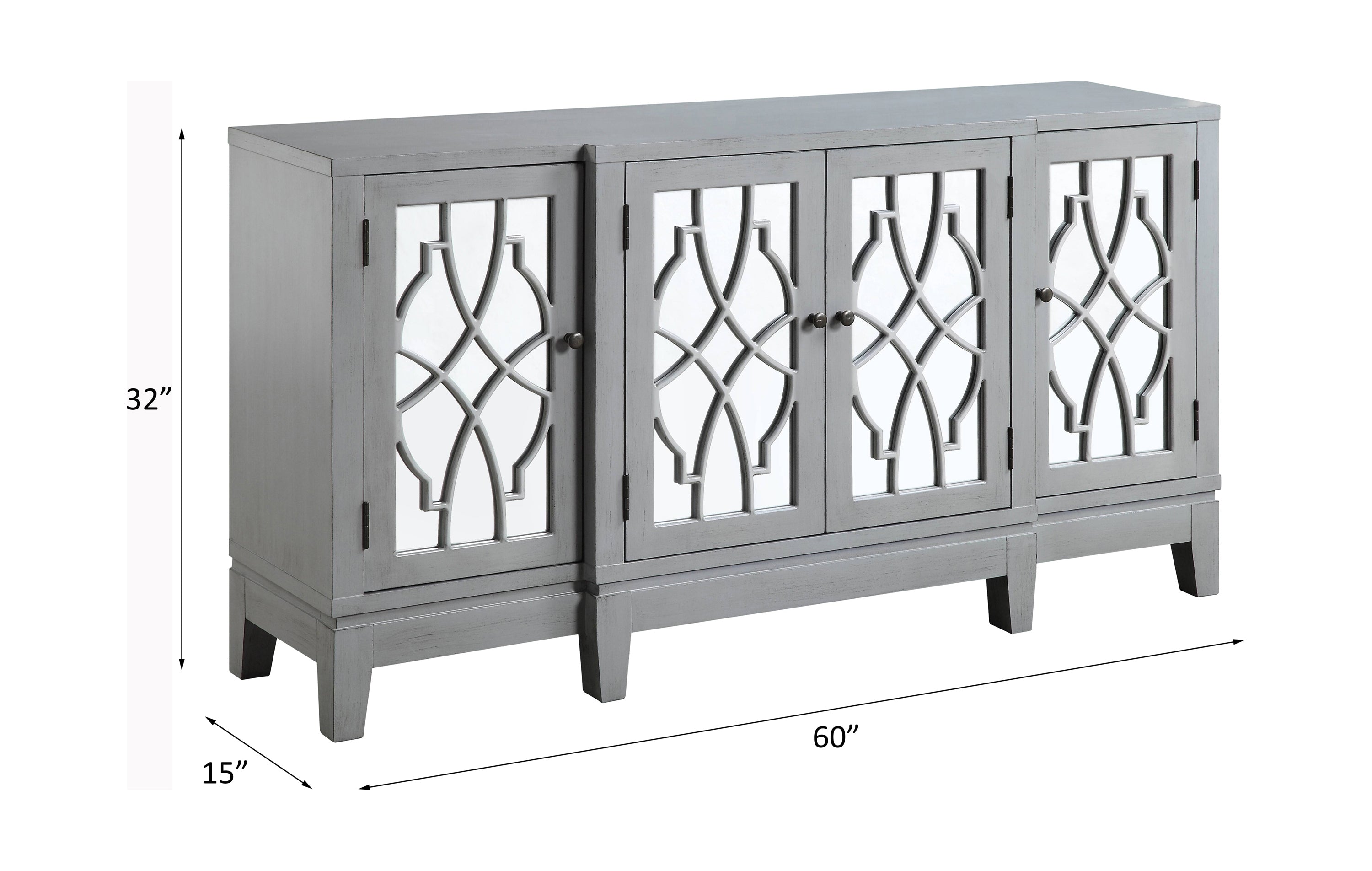 Magdi Antique Gray Finish Console Cabinet