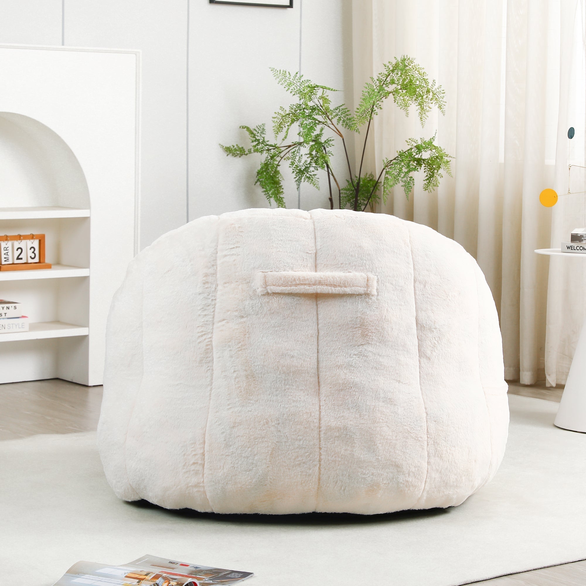 Beanbag Sofa Chair with Armrests Stuffed with High-Density Foam