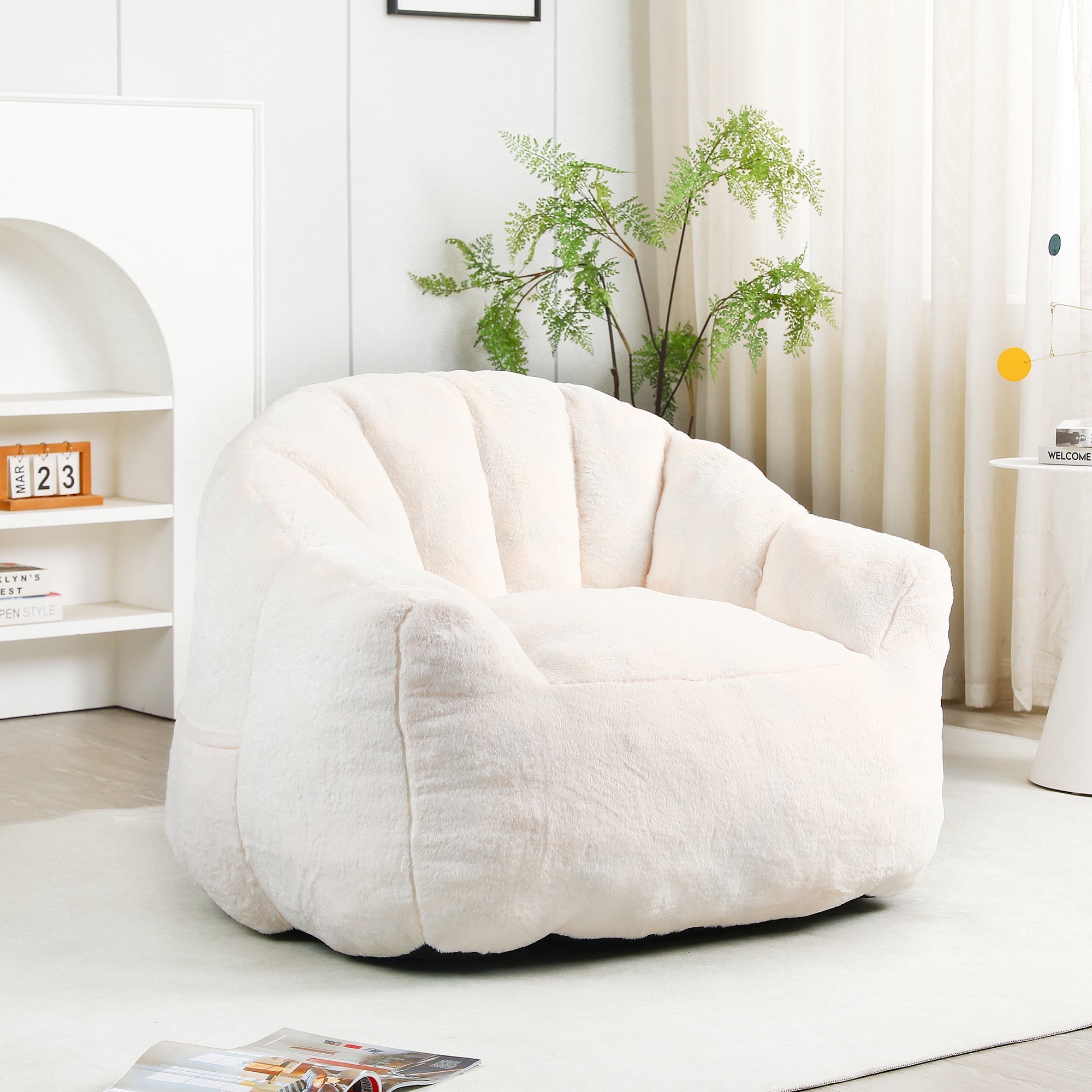 Beanbag Sofa Chair with Armrests Stuffed with High-Density Foam