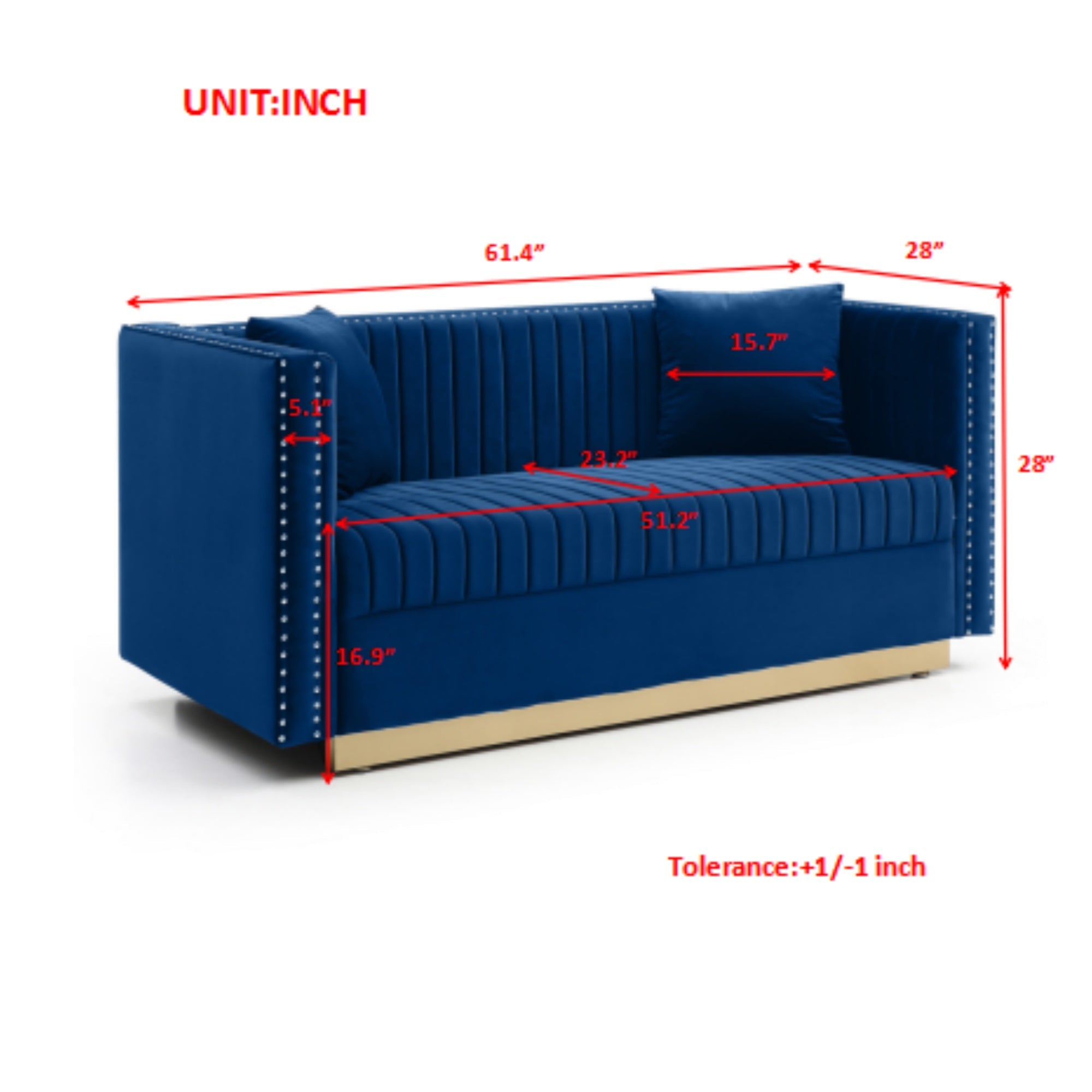 Contemporary Vertical Channel Tufted Velvet Loveseat Sofa