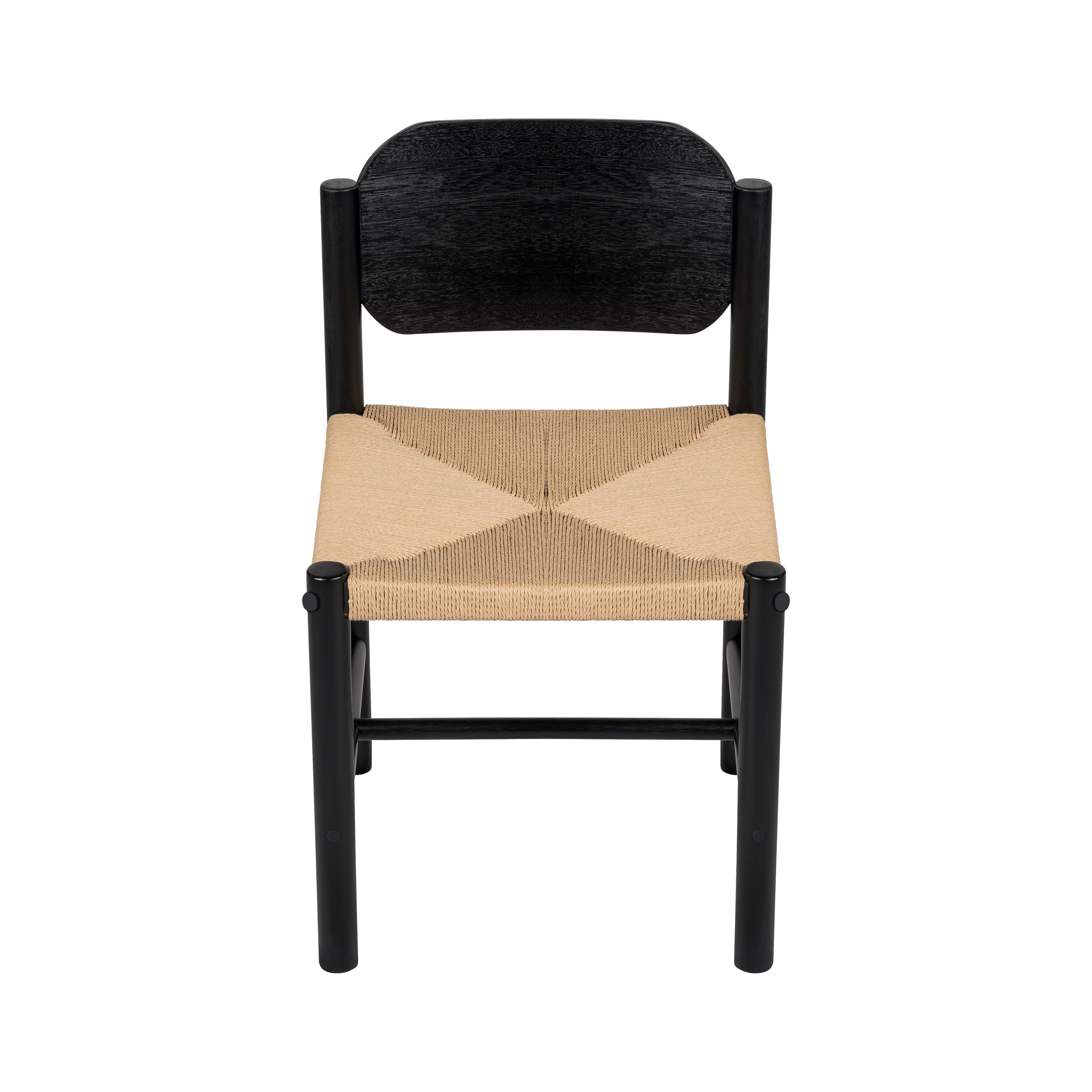 Farmington Wooden Dining Chairs with Beige Paper Rope Weave Seat, Set of 2