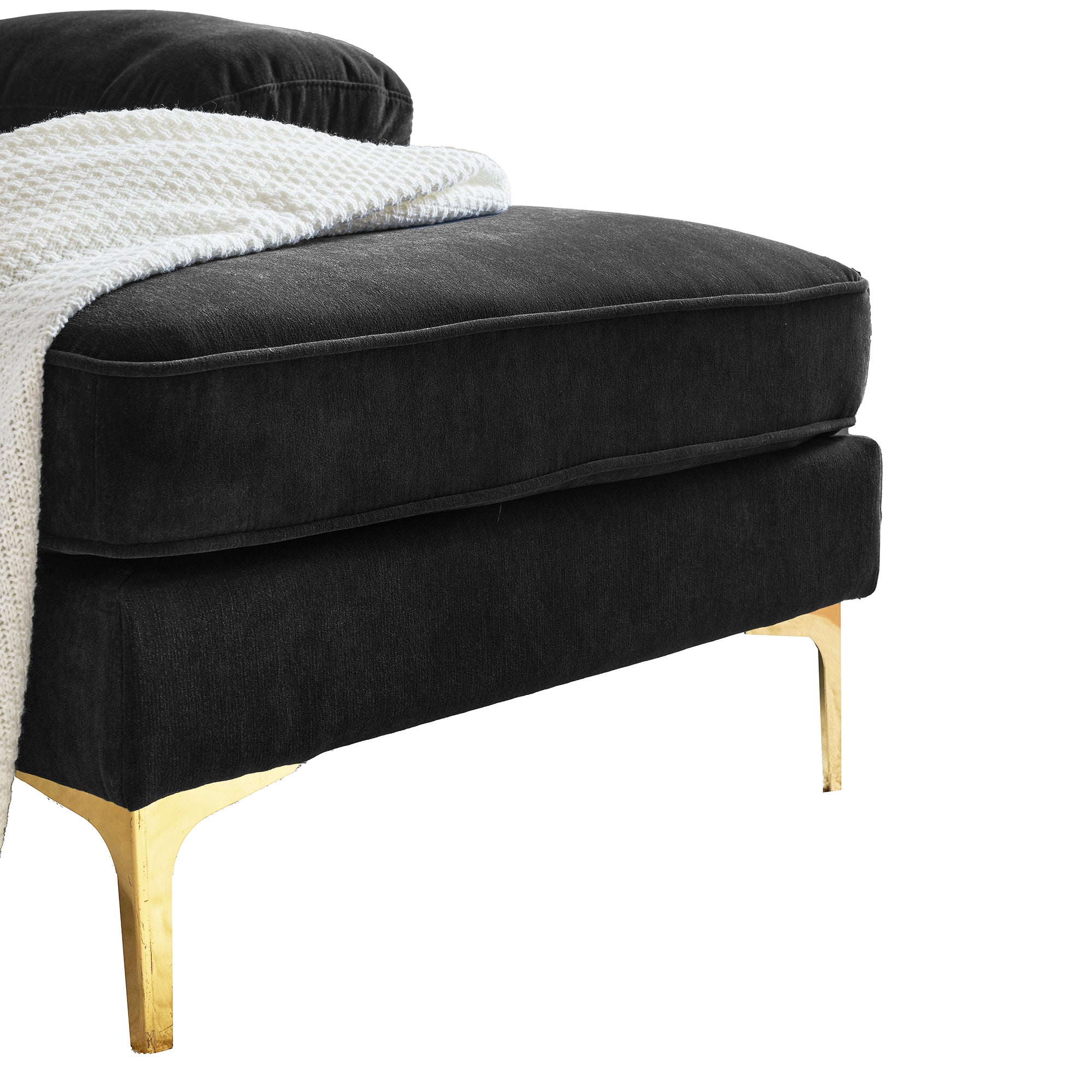Modern Tufted Velvet L-Shape Sofa