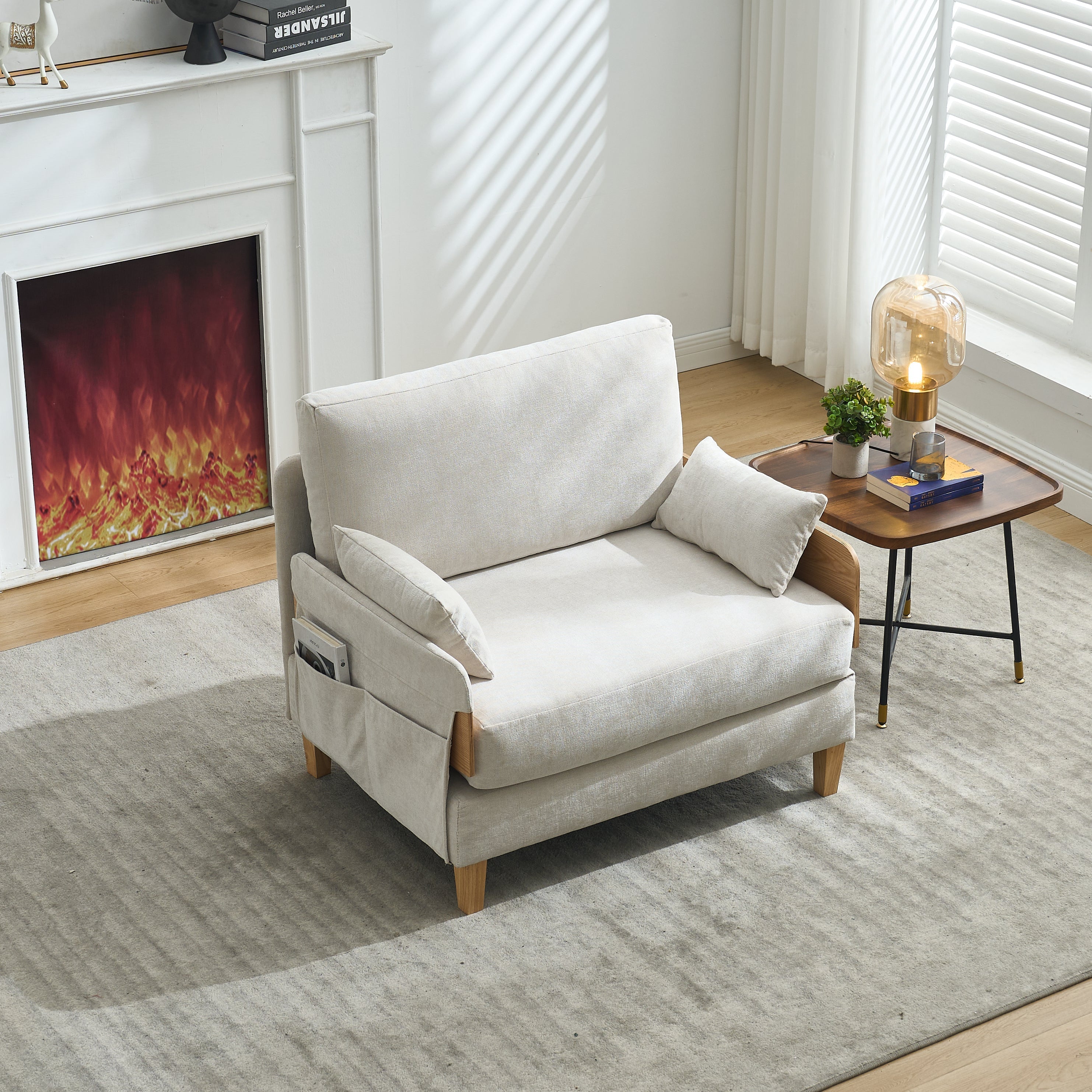 Mid-Century Modern Chenille Foldable Sofa Bed Recliner