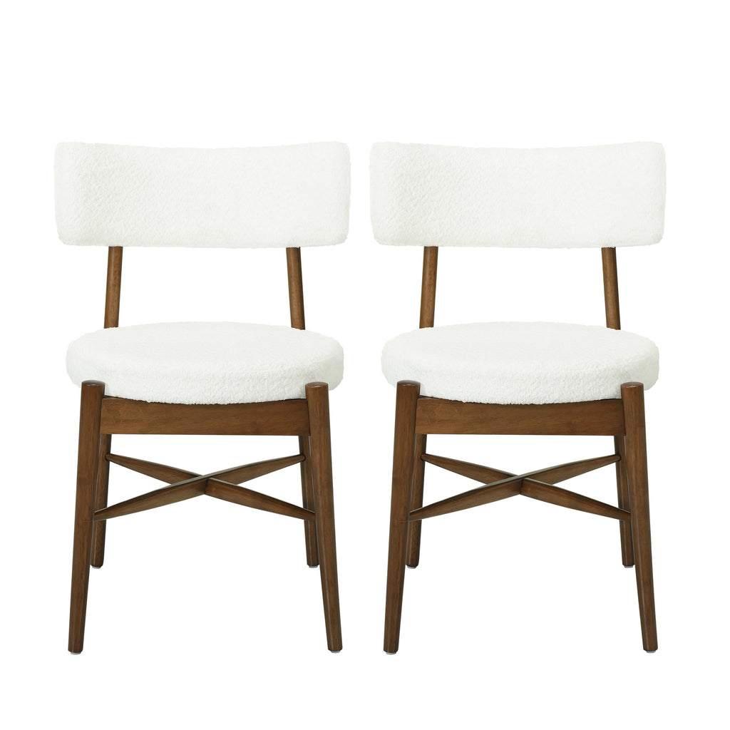 Harveston Mid Century Modern Boucle Upholstered Dining Chairs, Set of 2