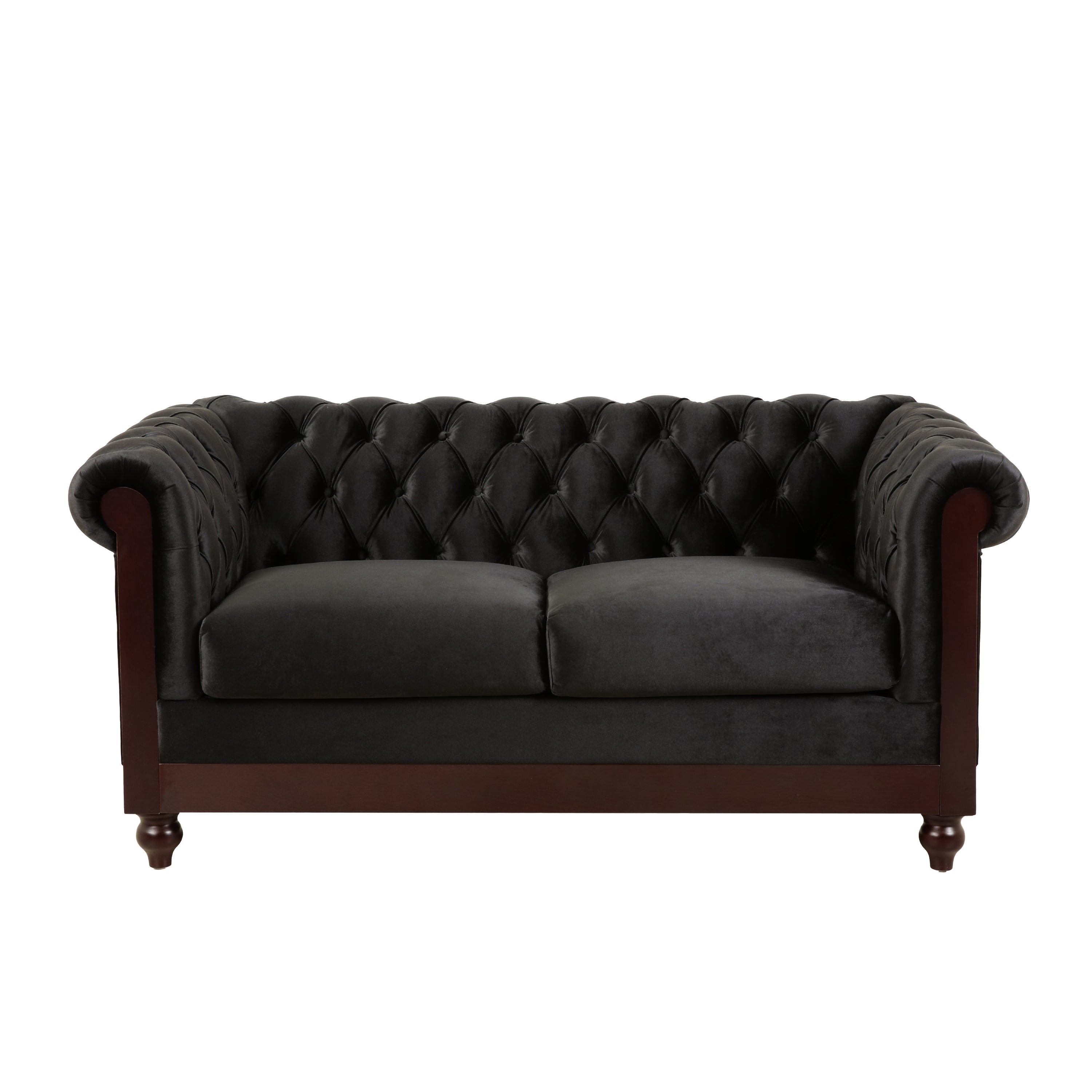 Velvet Rolled Arm Chesterfield Loveseat