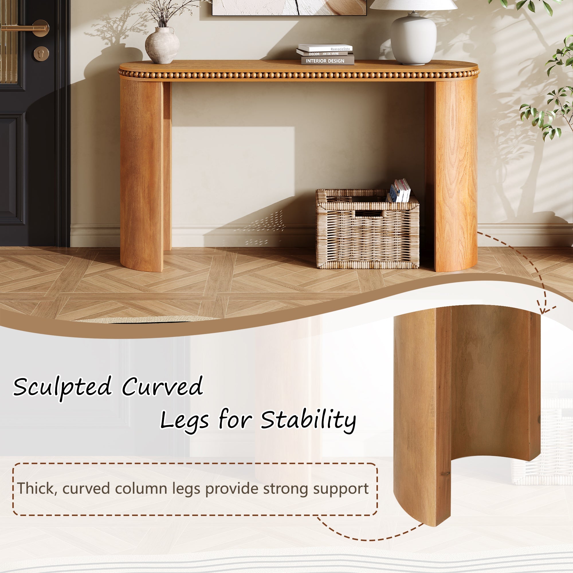 Beaded Trim Console Table