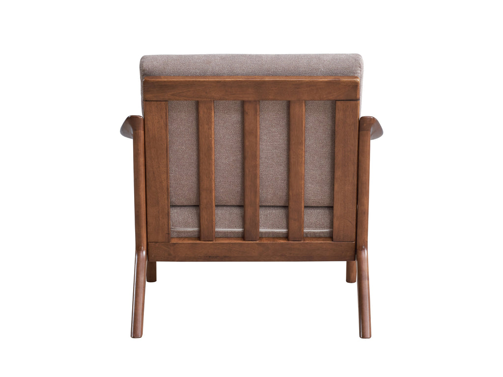 Lide Light Brown Fabric & Brown Finish Accent Chair