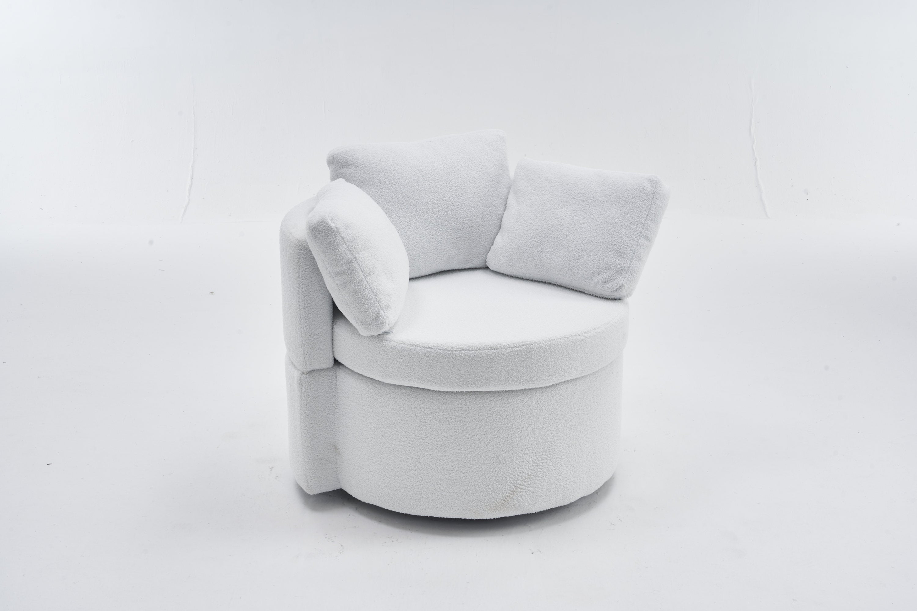 Teddy Fabric Swivel And Storage Chair With Back Cushion