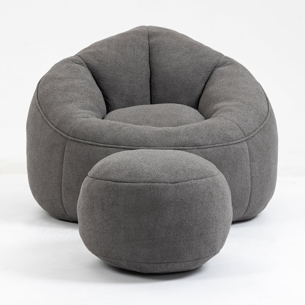 Bean Bag Sofa Chair with High-Pressure Foam and Footrest