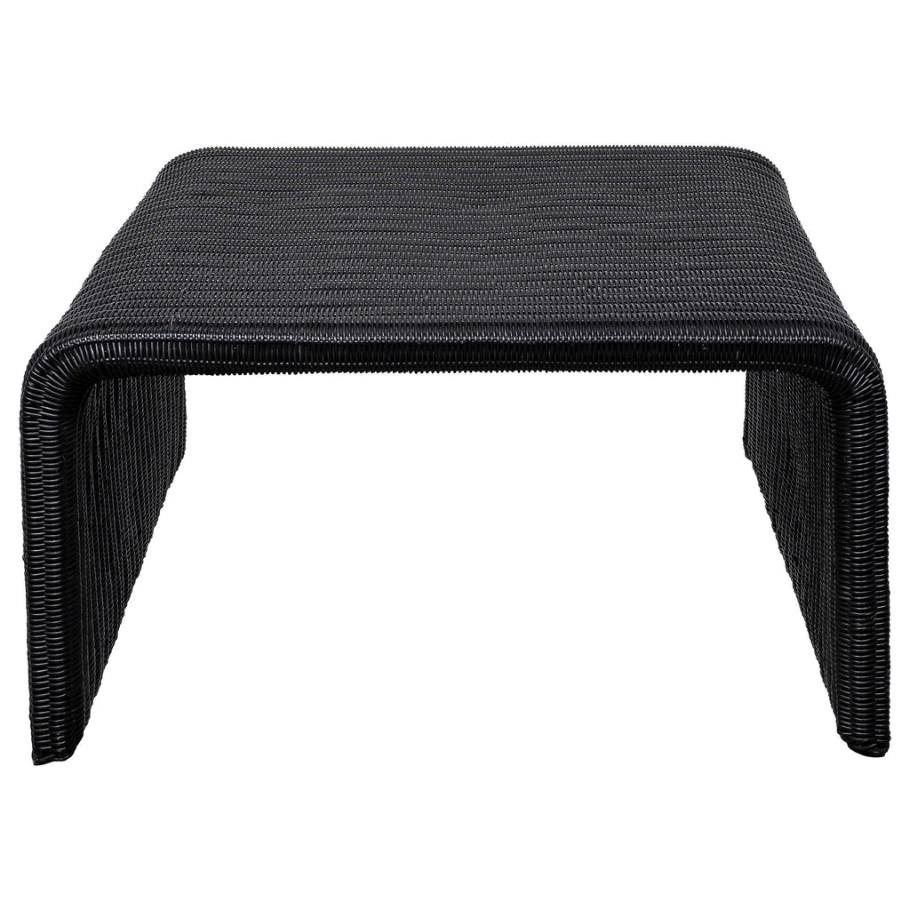Woods Black Woven Rattan Square Coffee Table