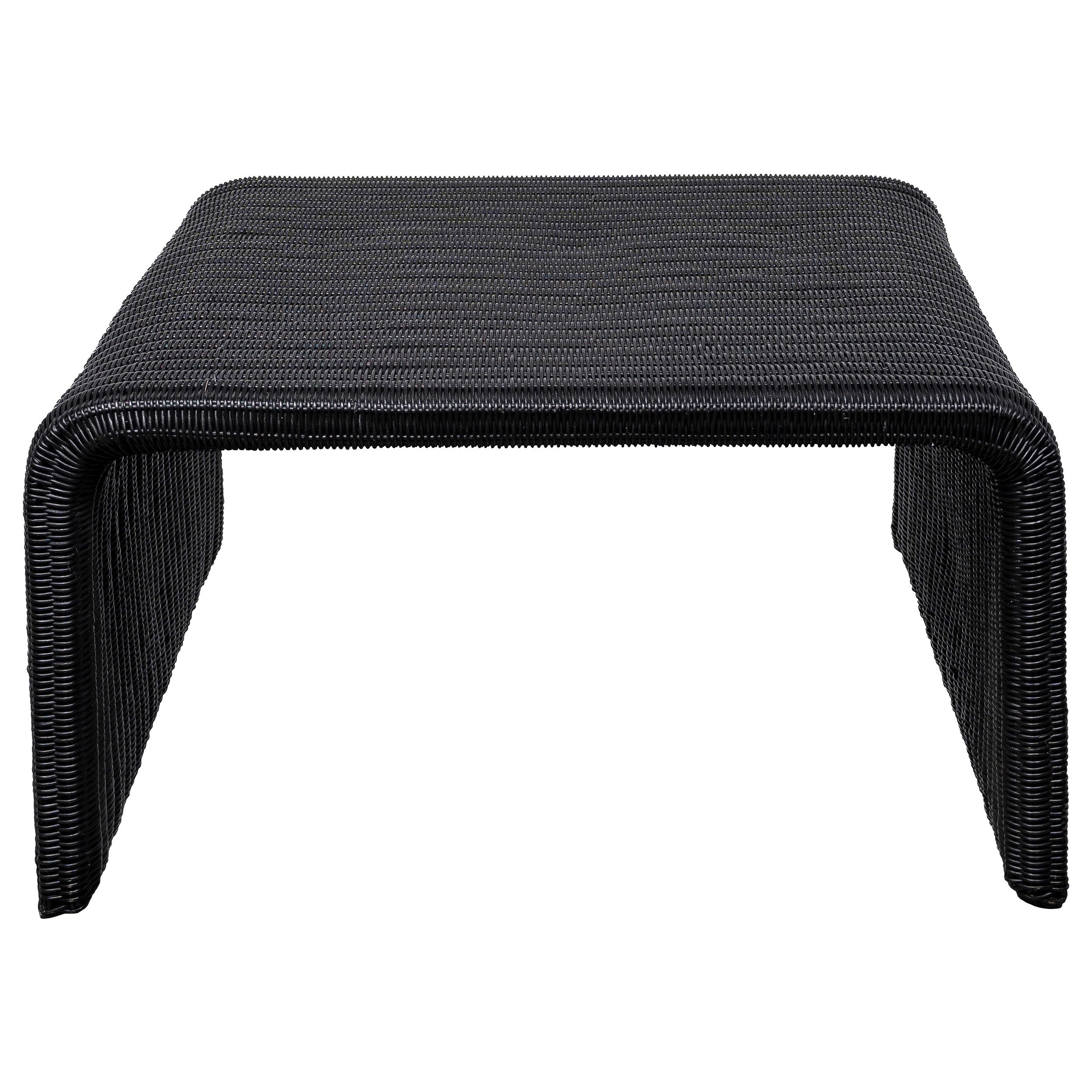 Woods Black Woven Rattan Square Coffee Table