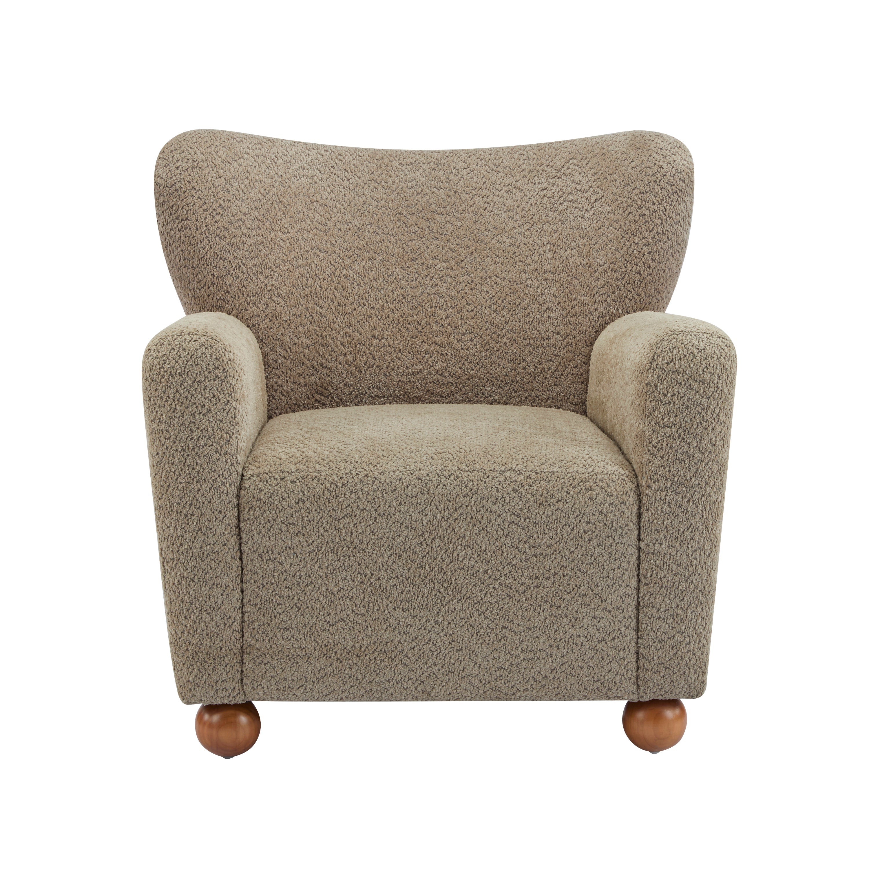 Cozy Wingback Accent Chair with Round Wood Feet