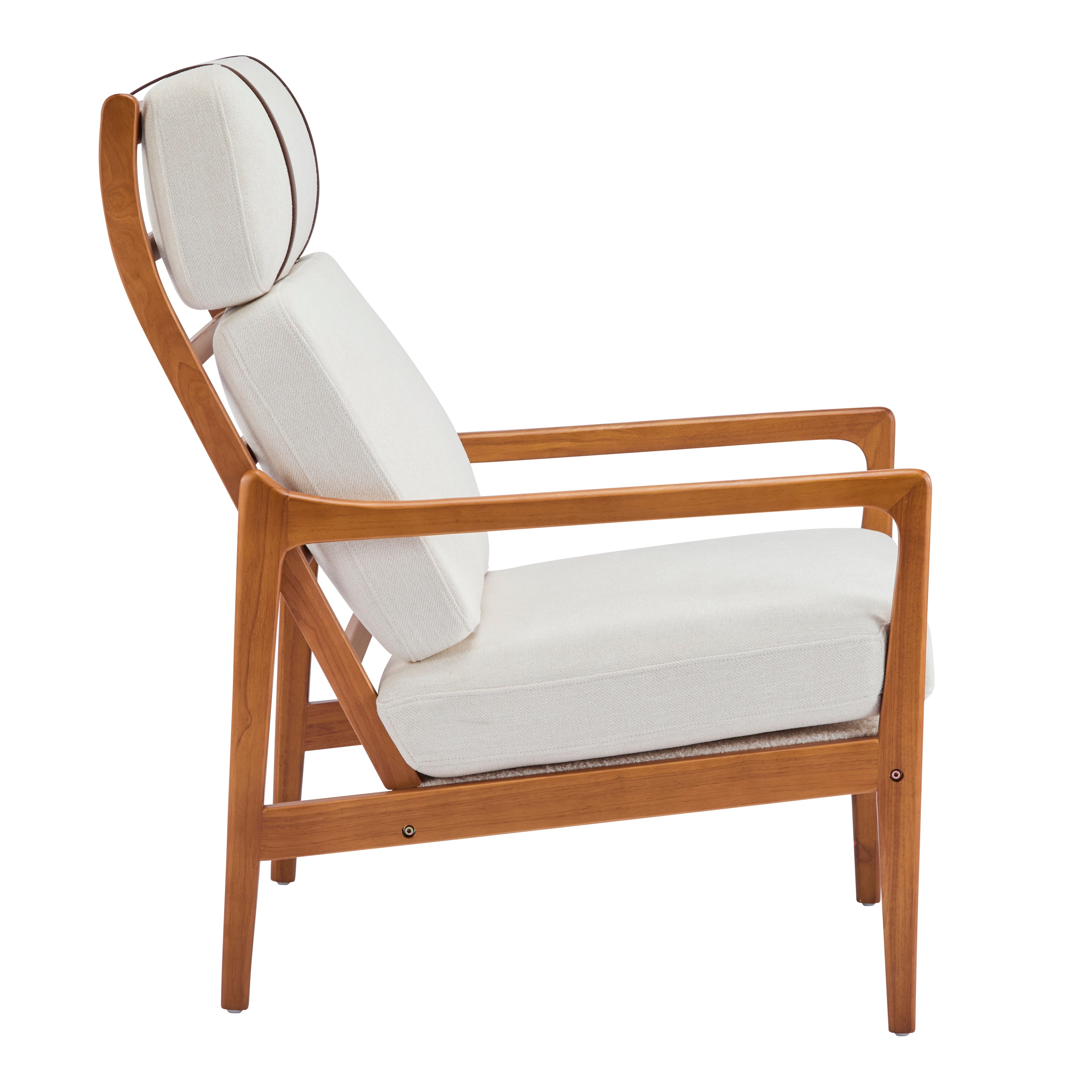 Birchmere Mid Century Modern Accent Armchair, Solid Wood Frame with High Back & Upholstered Cushions