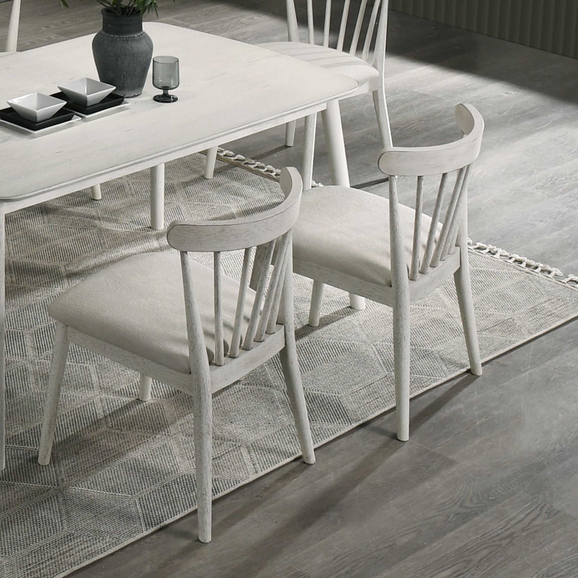 Modern Spindle Back Dining Chairs, Set of 2