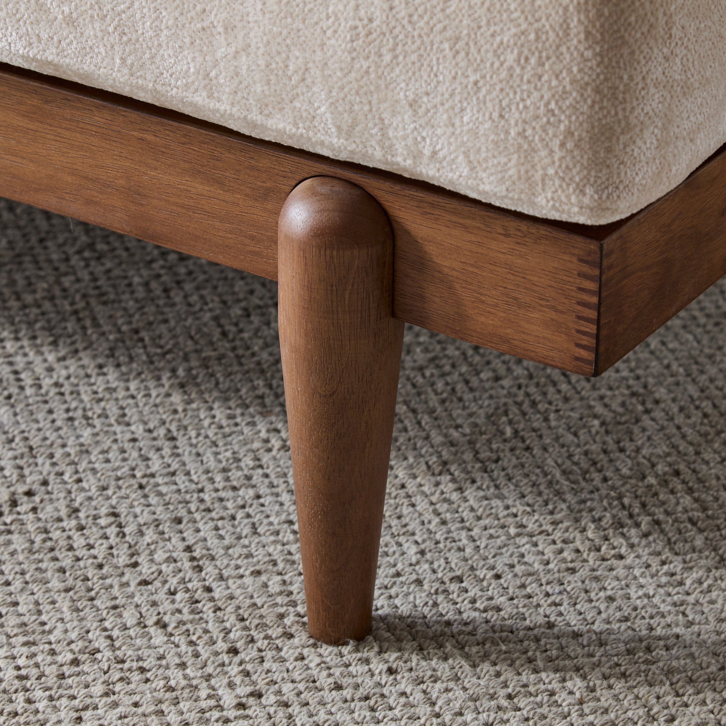 Square Arm 3-Seater Sofa with Cane Rattan and Wooden Frame