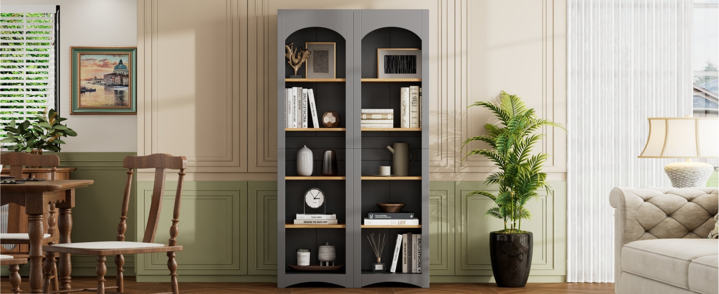 Farmhouse Two-Tone Storage Cabinet with Adjustable Shelves