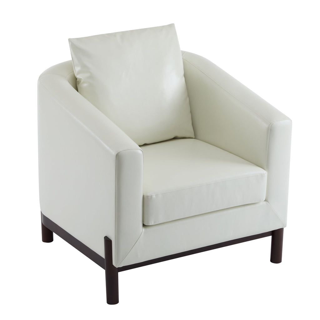 Faux Leather Barrel Club Accent Chair