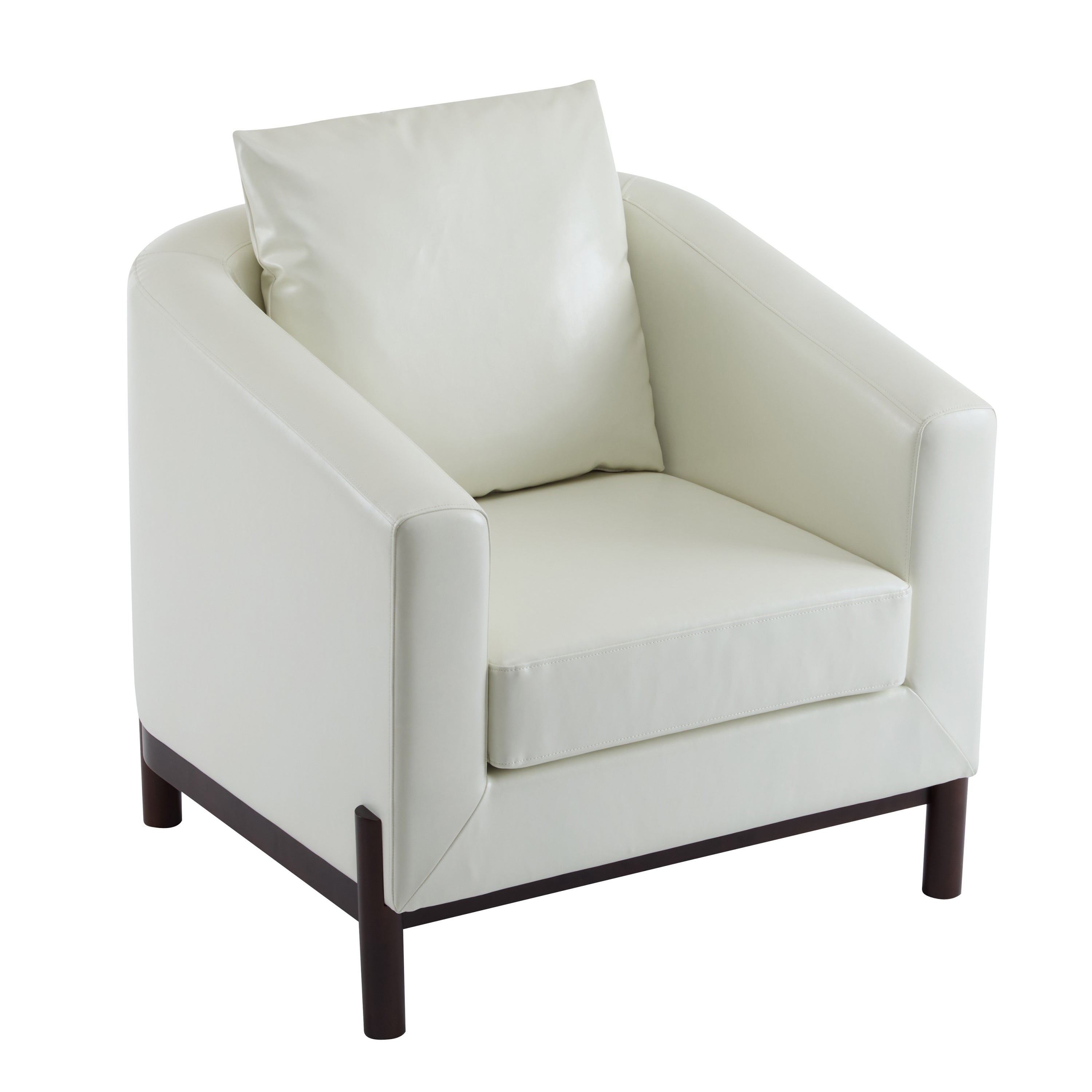 Faux Leather Barrel Club Accent Chair