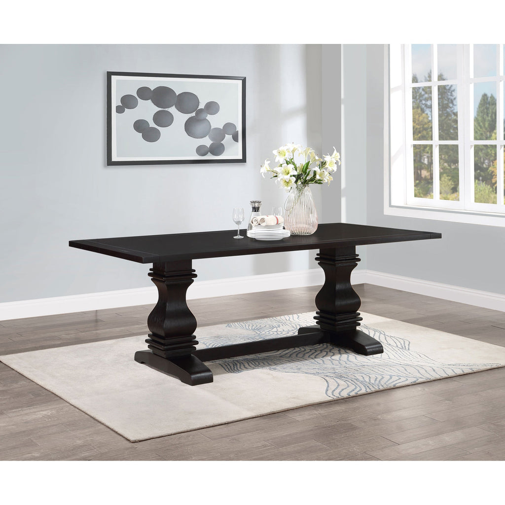 Villeneuve Rustic Espresso Rectangular Double Pedestal Dining Table