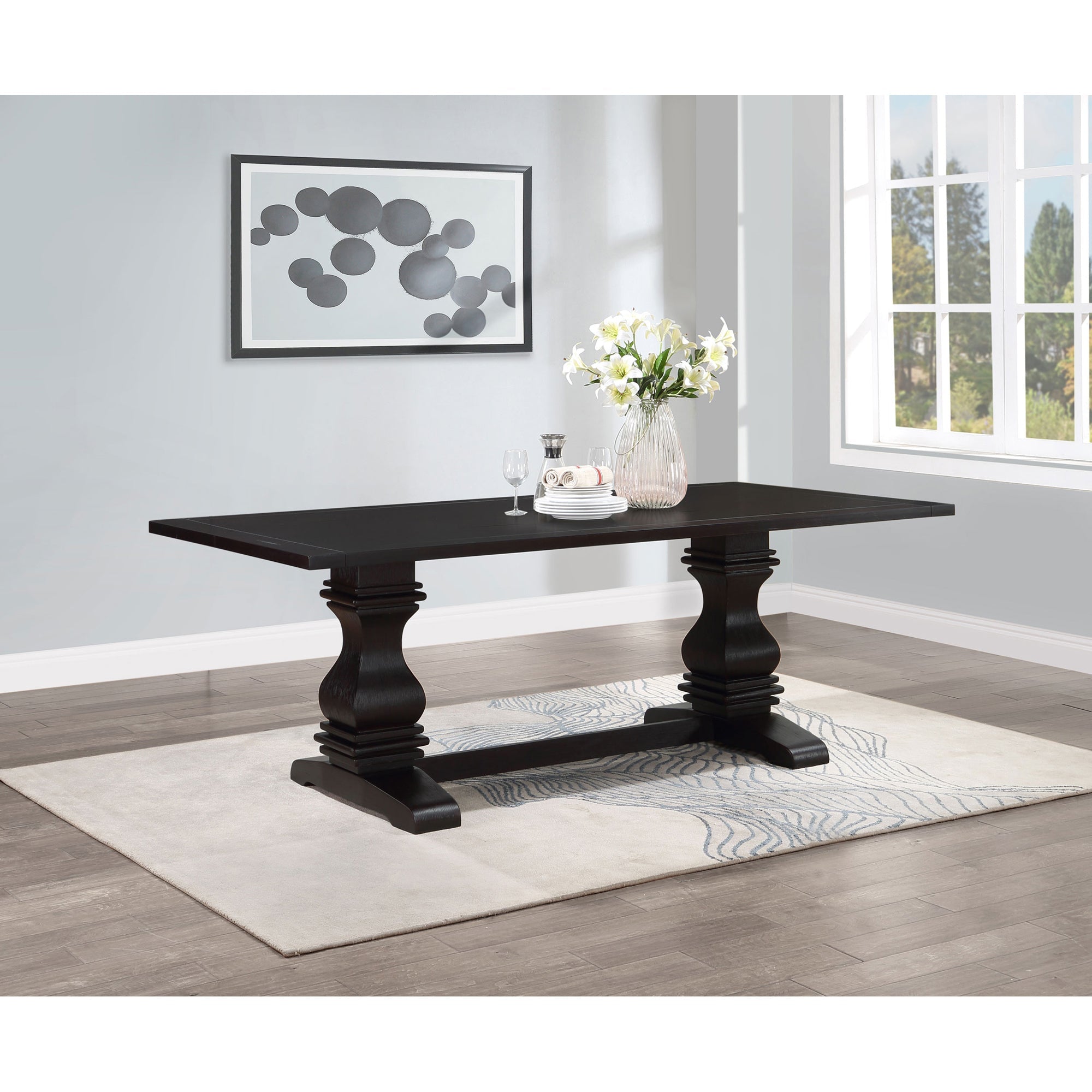 Villeneuve Rustic Espresso Rectangular Double Pedestal Dining Table