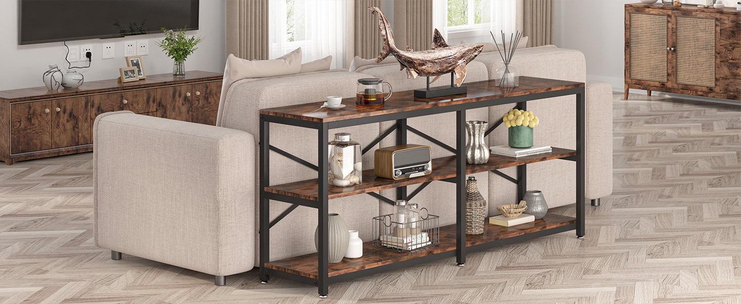 Runford Modern Entryway Table with Metal Frame & X-Back Design