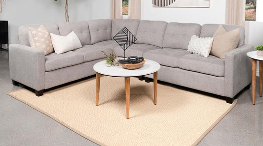551705-SET Canapé sectionnel modulaire rembourré 4 pièces Georgina, acier beige 