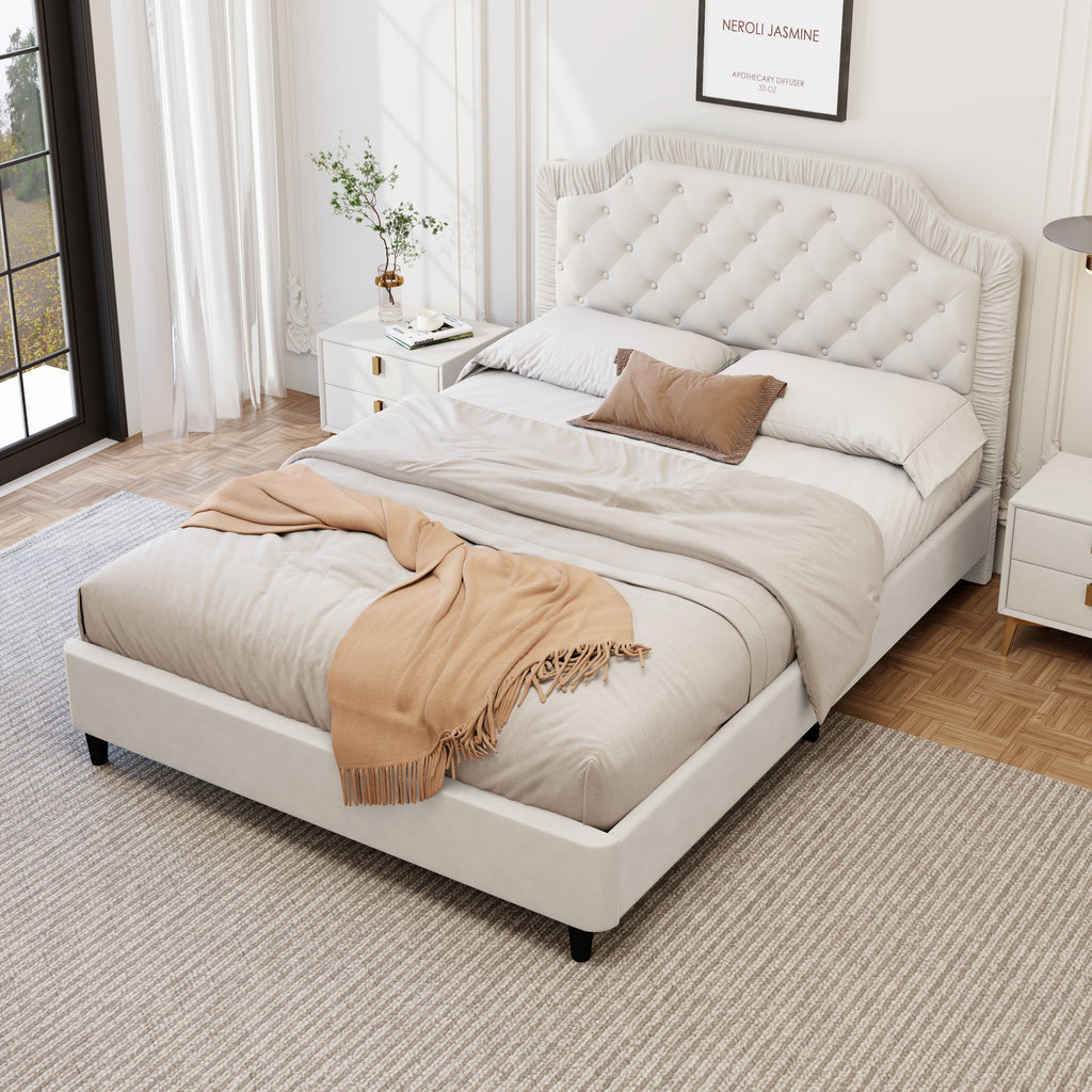 Button Tufted Headboard Bed