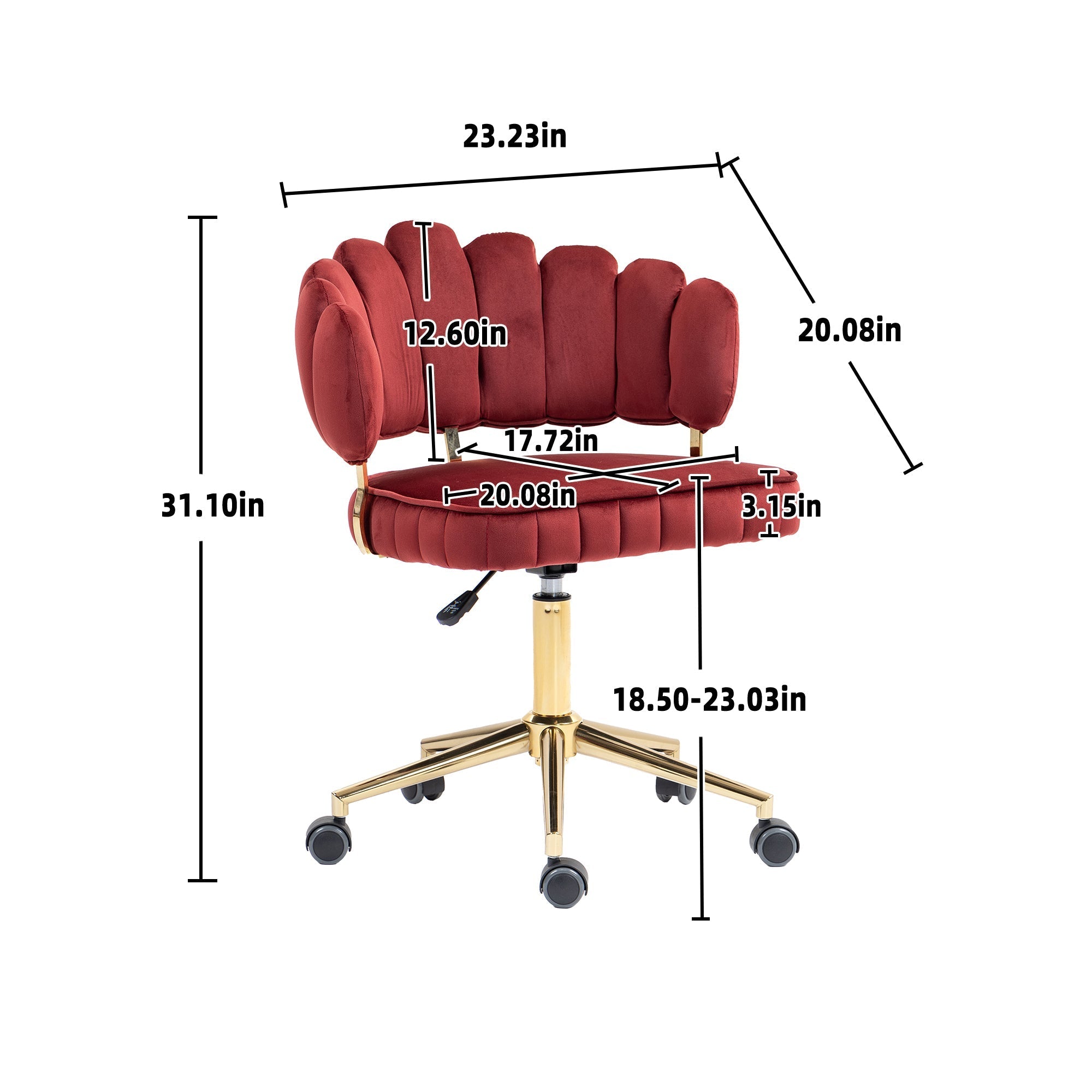Modern Velvet Home Office Desk Chair with Adjustable Height and Swivel Wheels