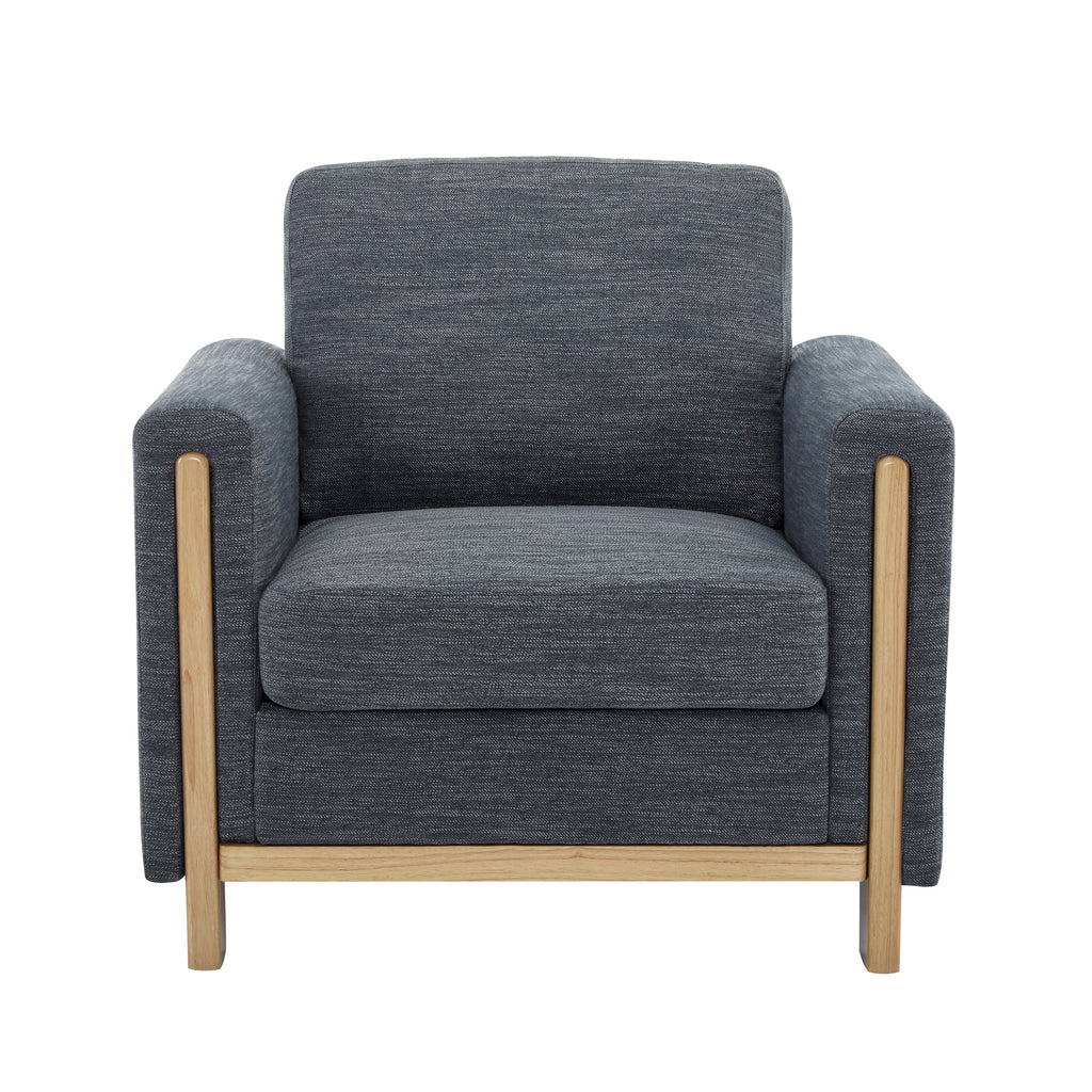Harmonia Fabric Upholstered Accent Chair with Wood Accent